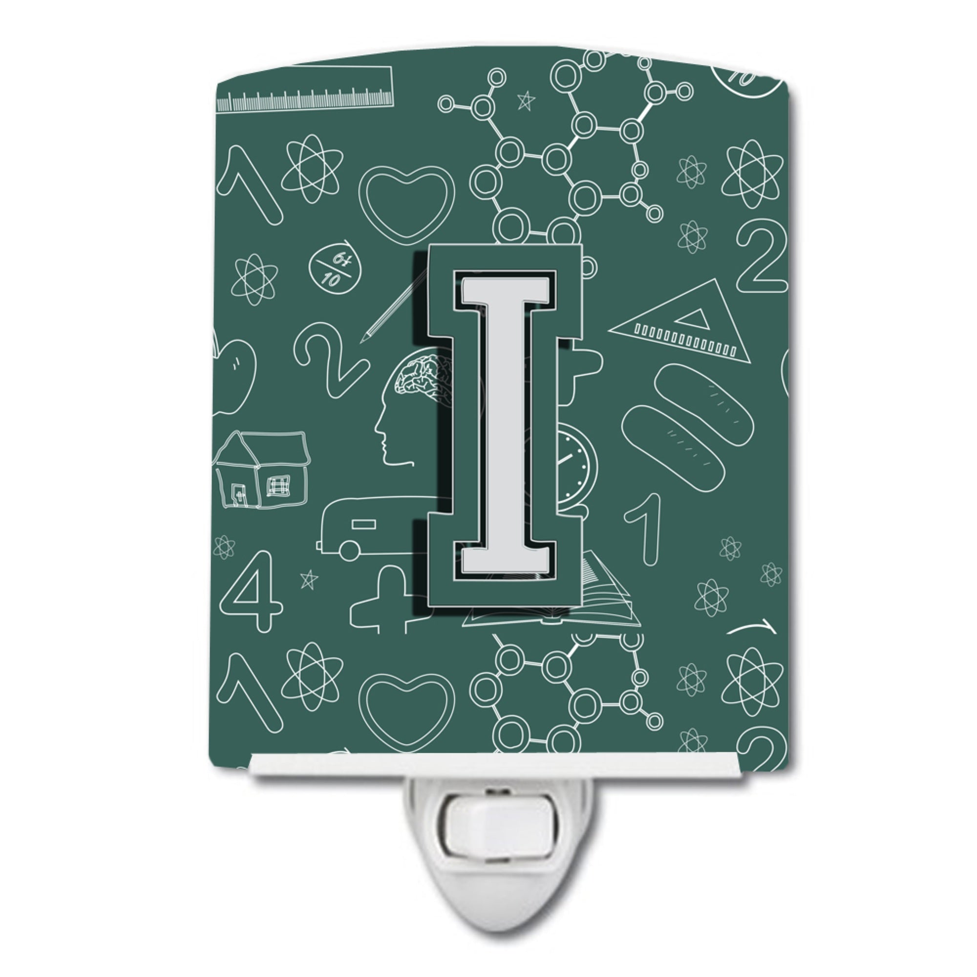  inchCarolines Treasures Letter I Back to School Initial Ceramic Night Light, 6x4, Multicolor inch