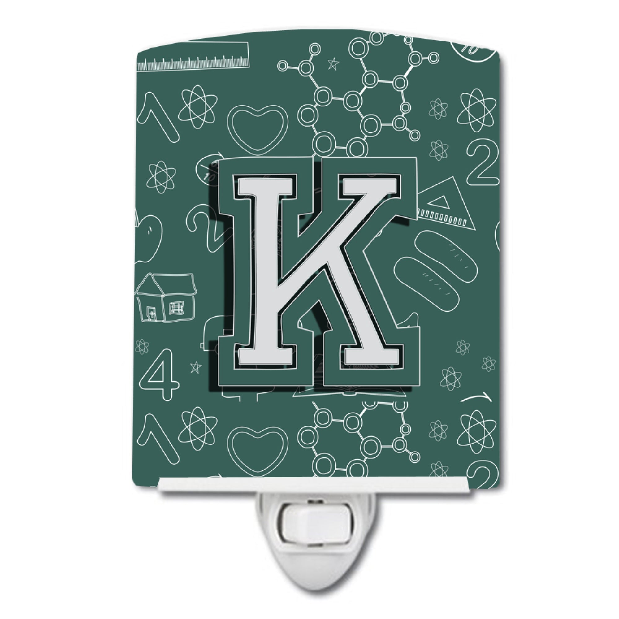  inchCarolines Treasures Letter K Back to School Initial Ceramic Night Light, 6x4, Multicolor inch