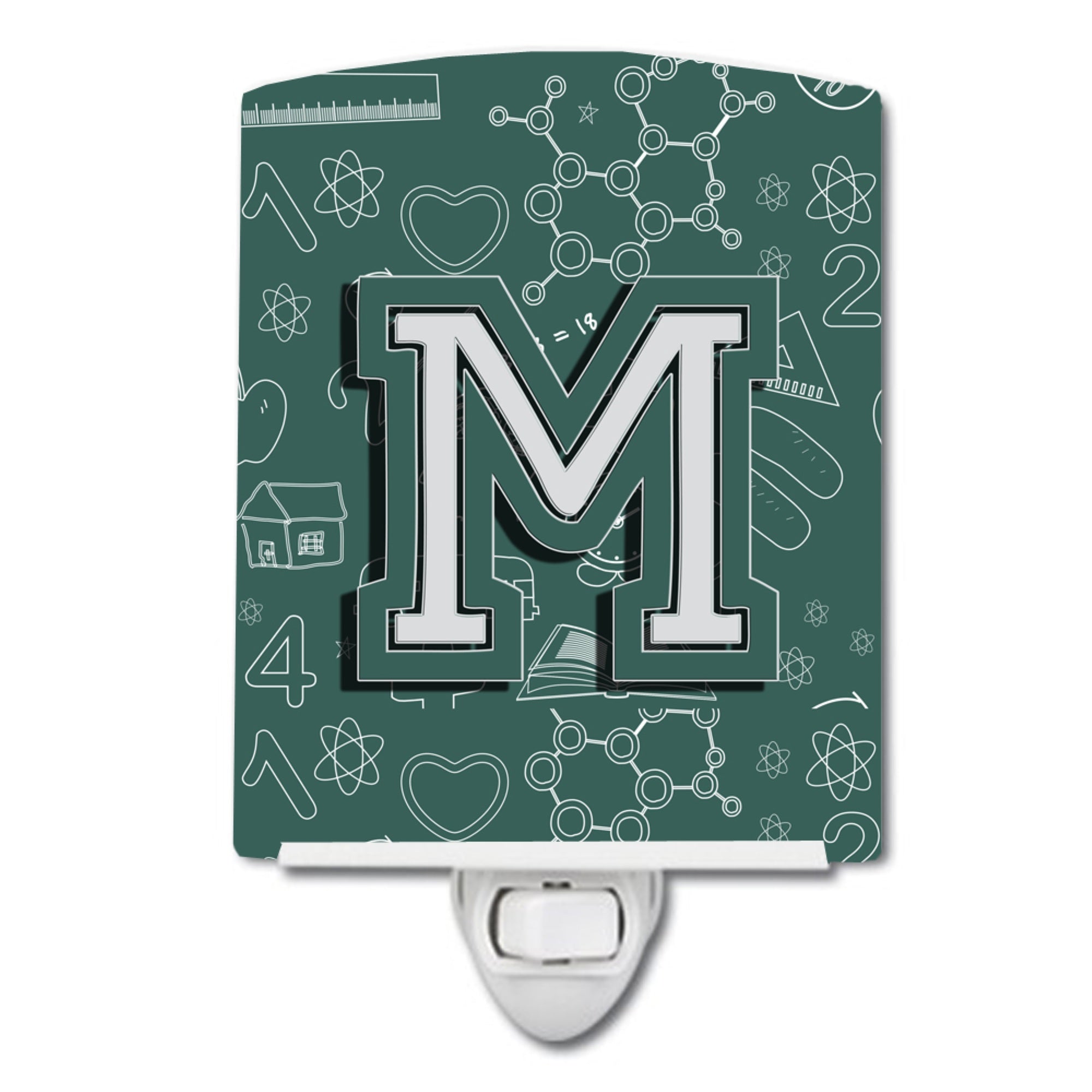  inchCarolines Treasures Letter M Back to School Initial Ceramic Night Light, 6x4, Multicolor inch