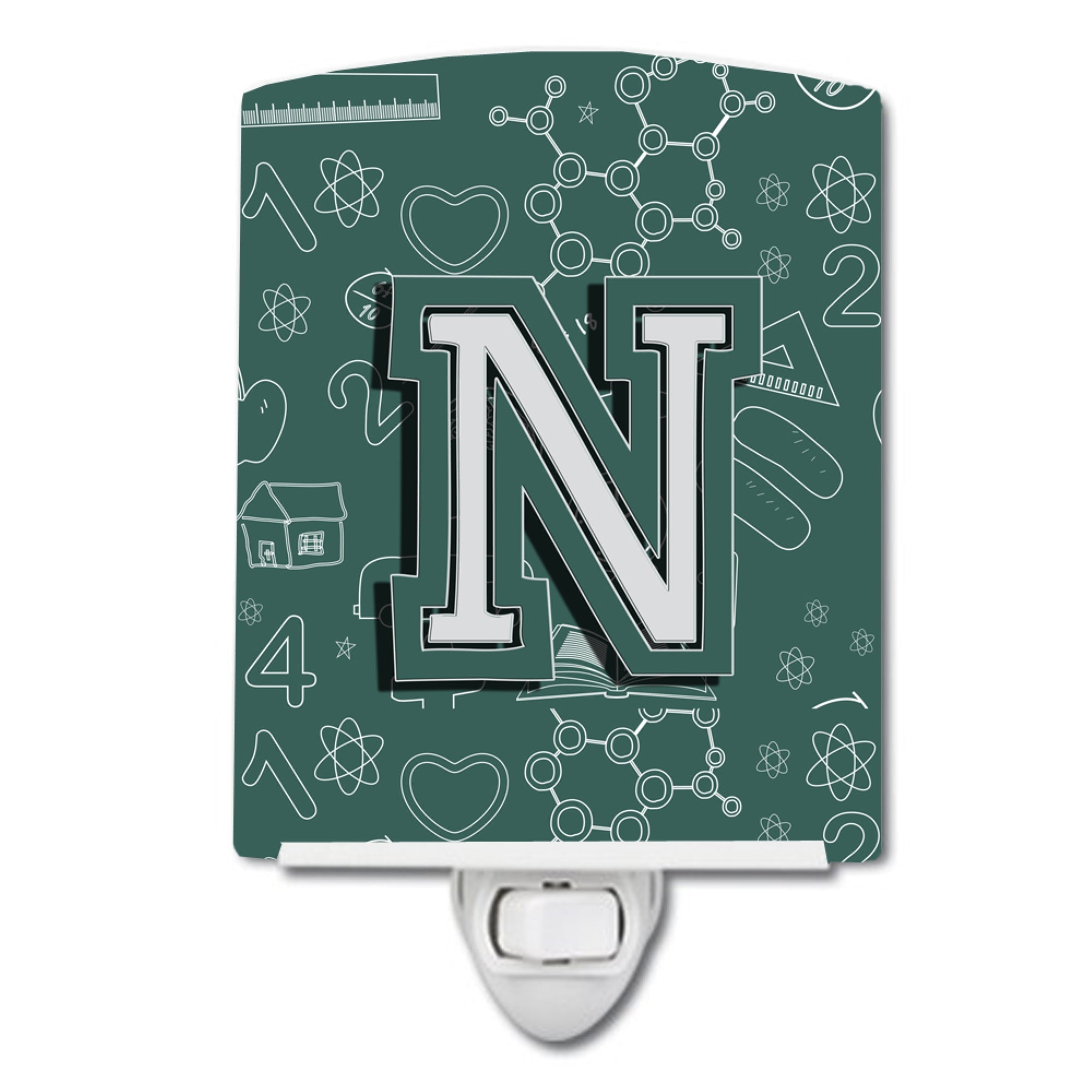  inchCarolines Treasures Letter N Back to School Initial Ceramic Night Light, 6x4, Multicolor inch