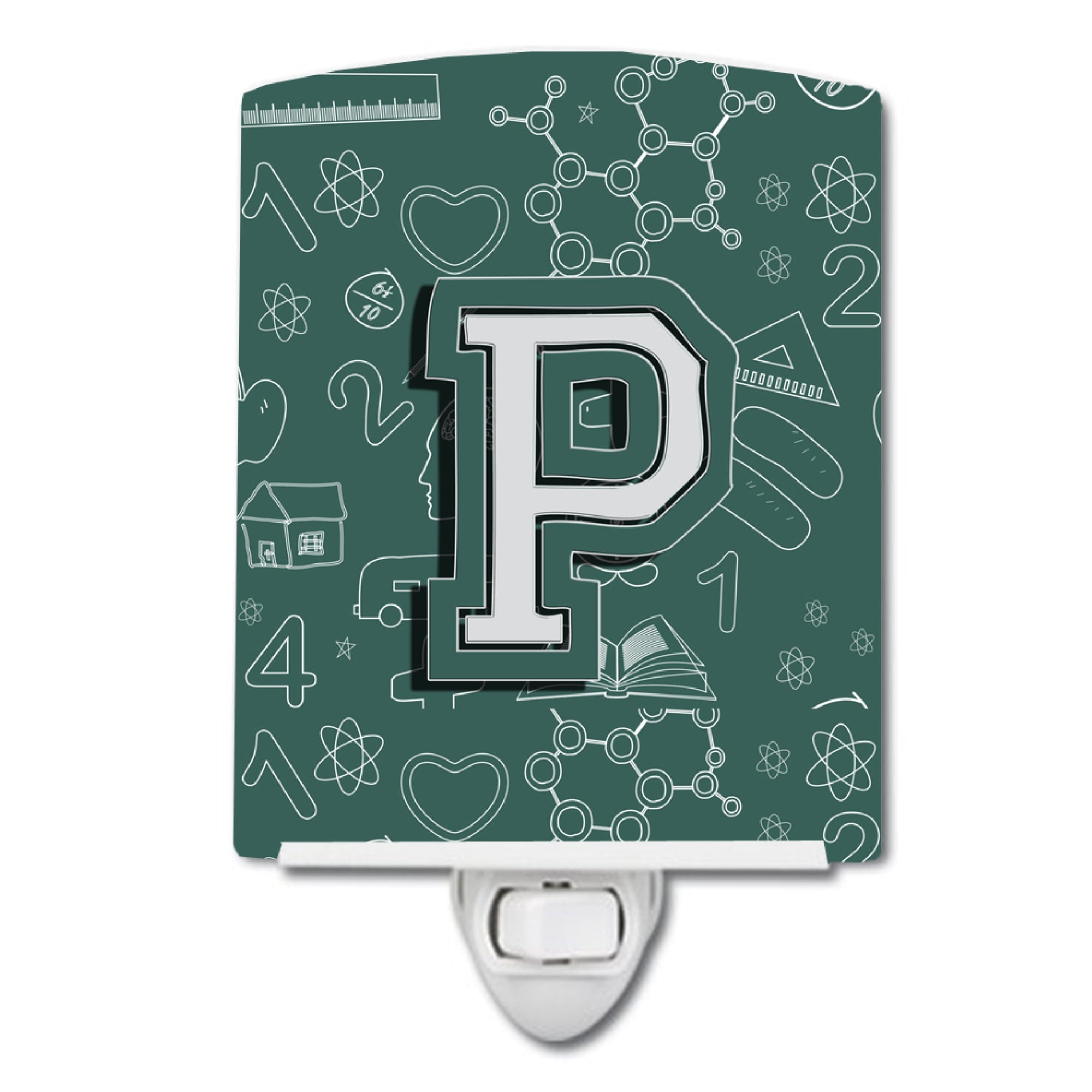  inchCarolines Treasures Letter P Back to School Initial Ceramic Night Light, 6x4, Multicolor inch