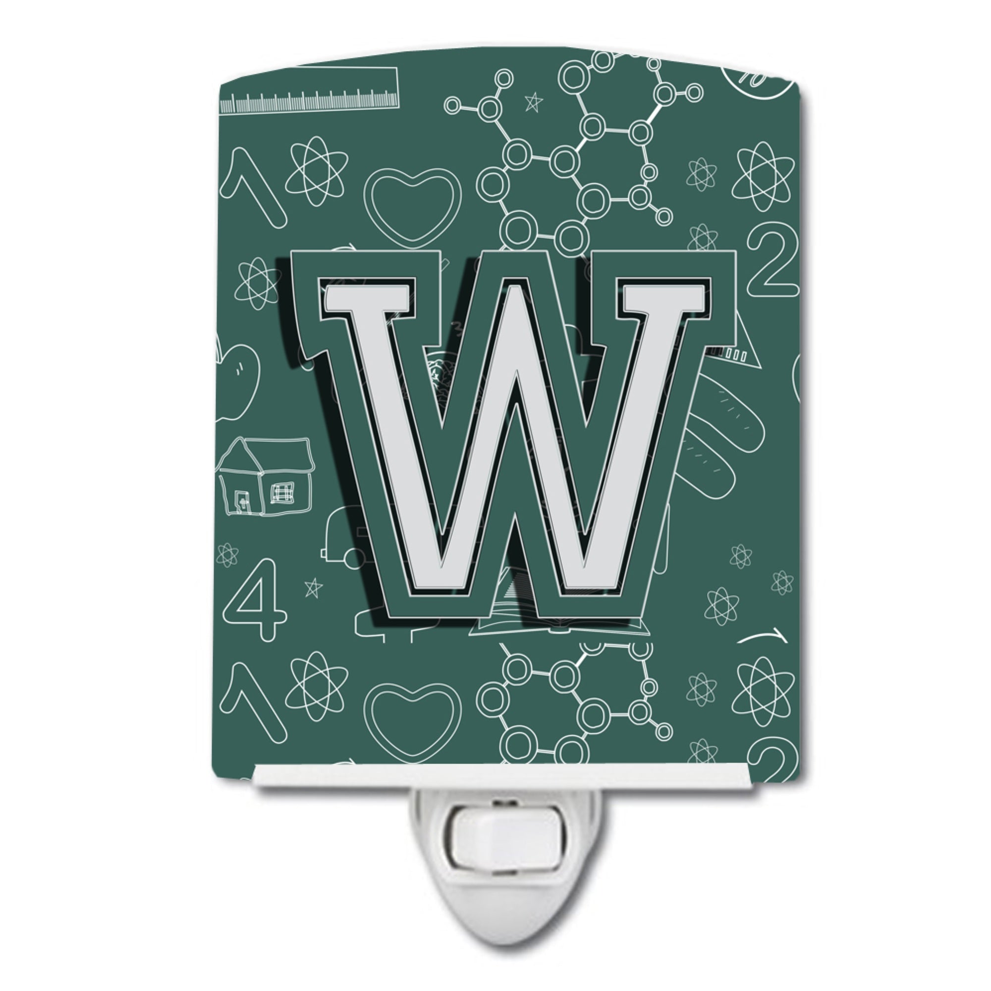  inchCarolines Treasures Letter W Back to School Initial Ceramic Night Light, 6x4, Multicolor inch