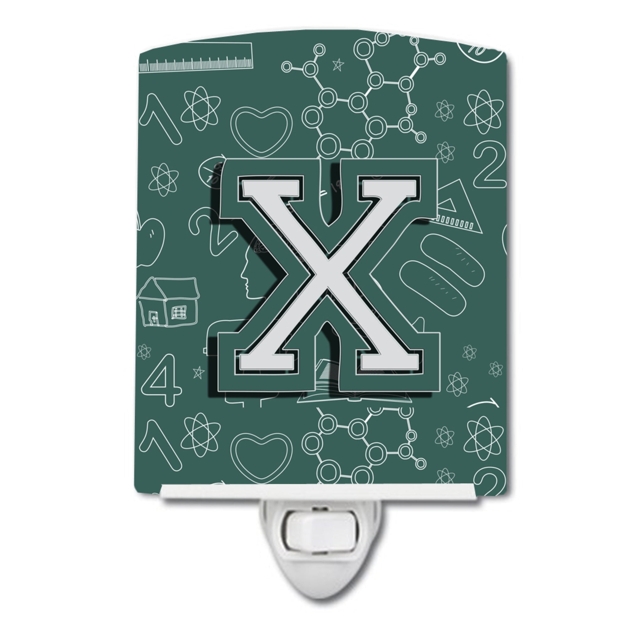  inchCarolines Treasures Letter X Back to School Initial Ceramic Night Light, 6x4, Multicolor inch