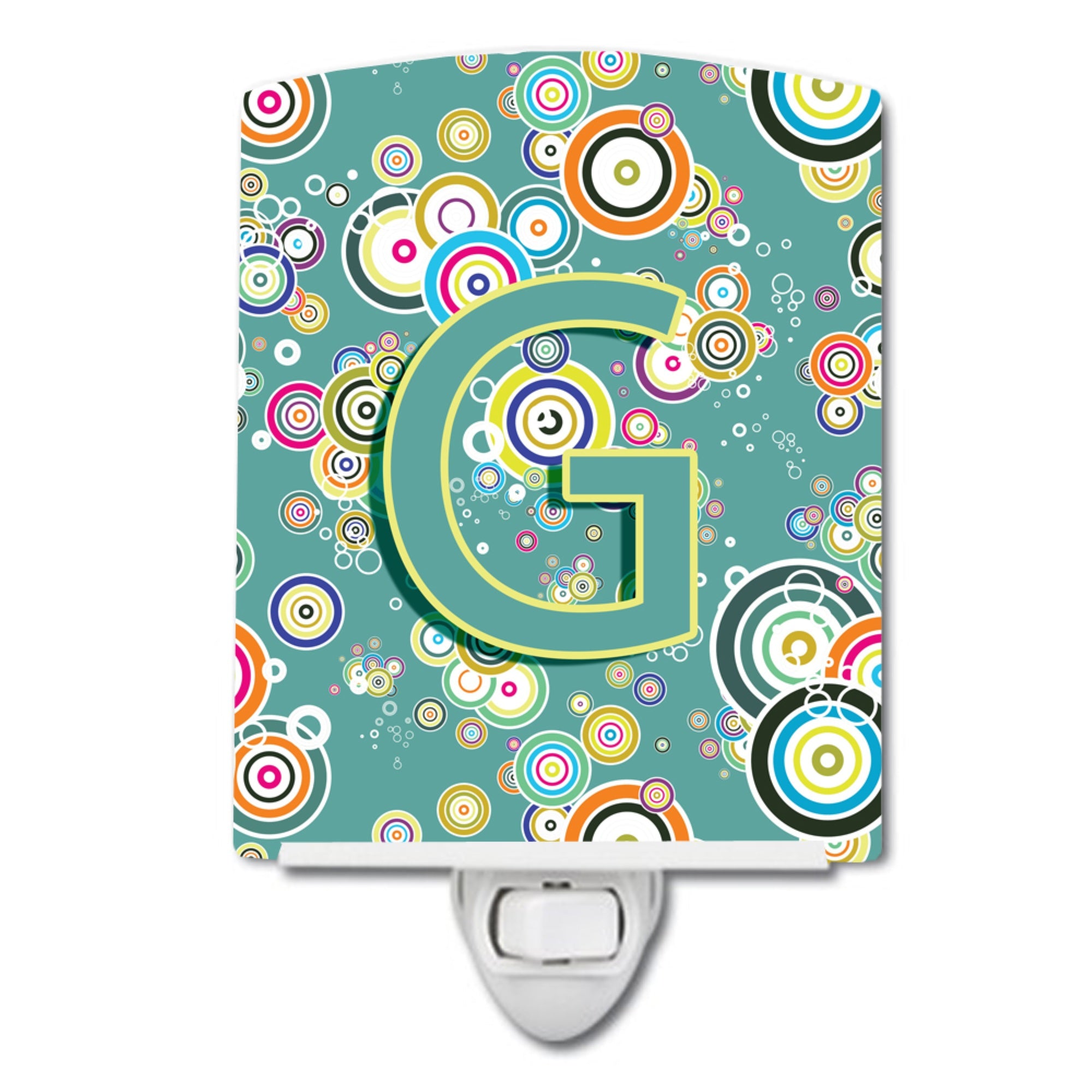  inchCarolines Treasures Letter G Circle Teal Initial Alphabet Ceramic Night Light, 6x4, Multicolor inch