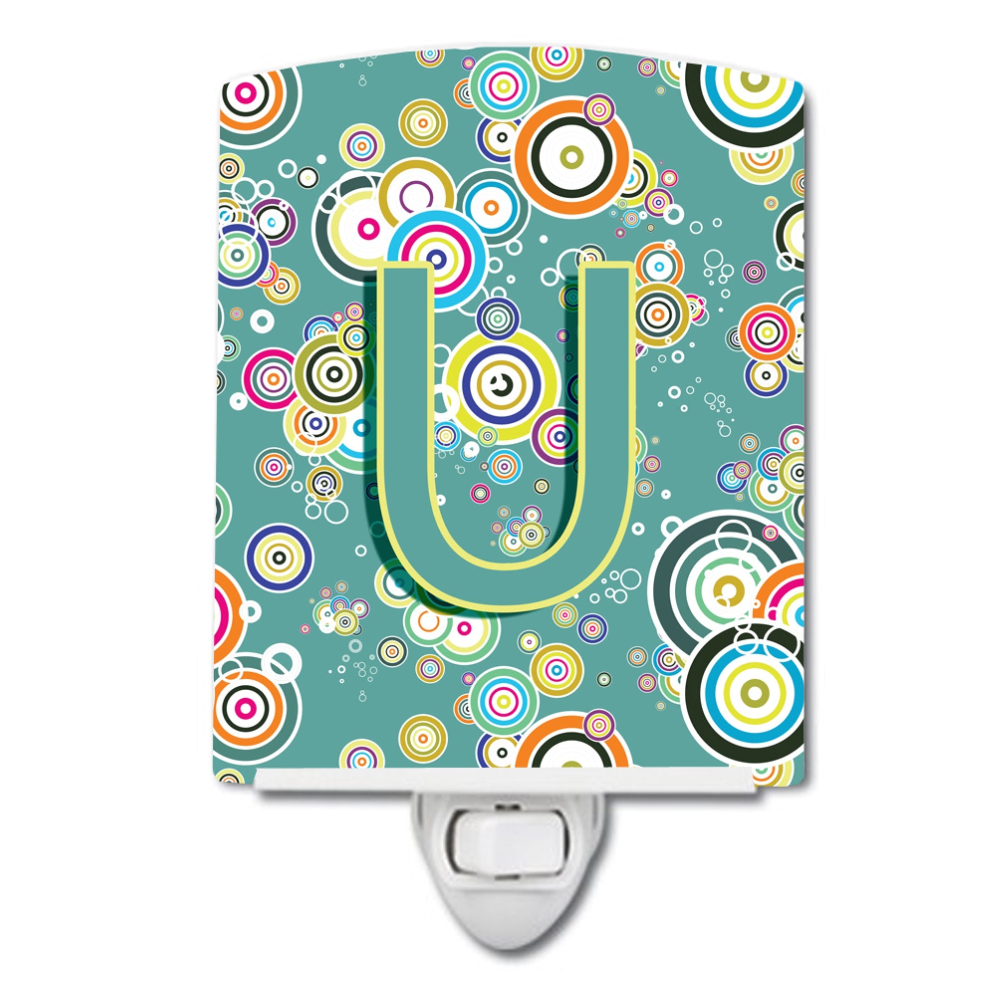  inchCarolines Treasures Letter U Circle Teal Initial Alphabet Ceramic Night Light, 6x4, Multicolor inch