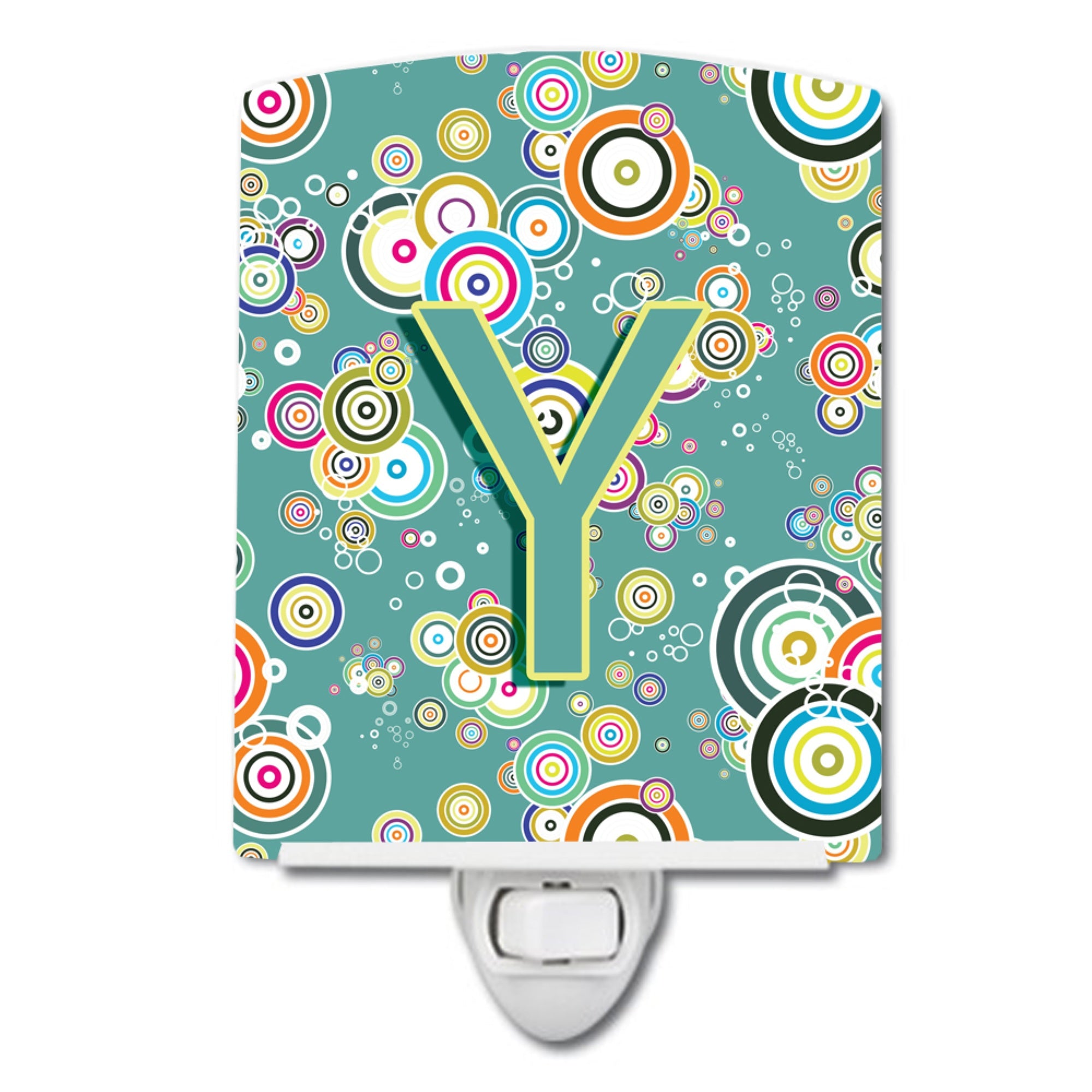  inchCarolines Treasures Letter Y Circle Teal Initial Alphabet Ceramic Night Light, 6x4, Multicolor inch