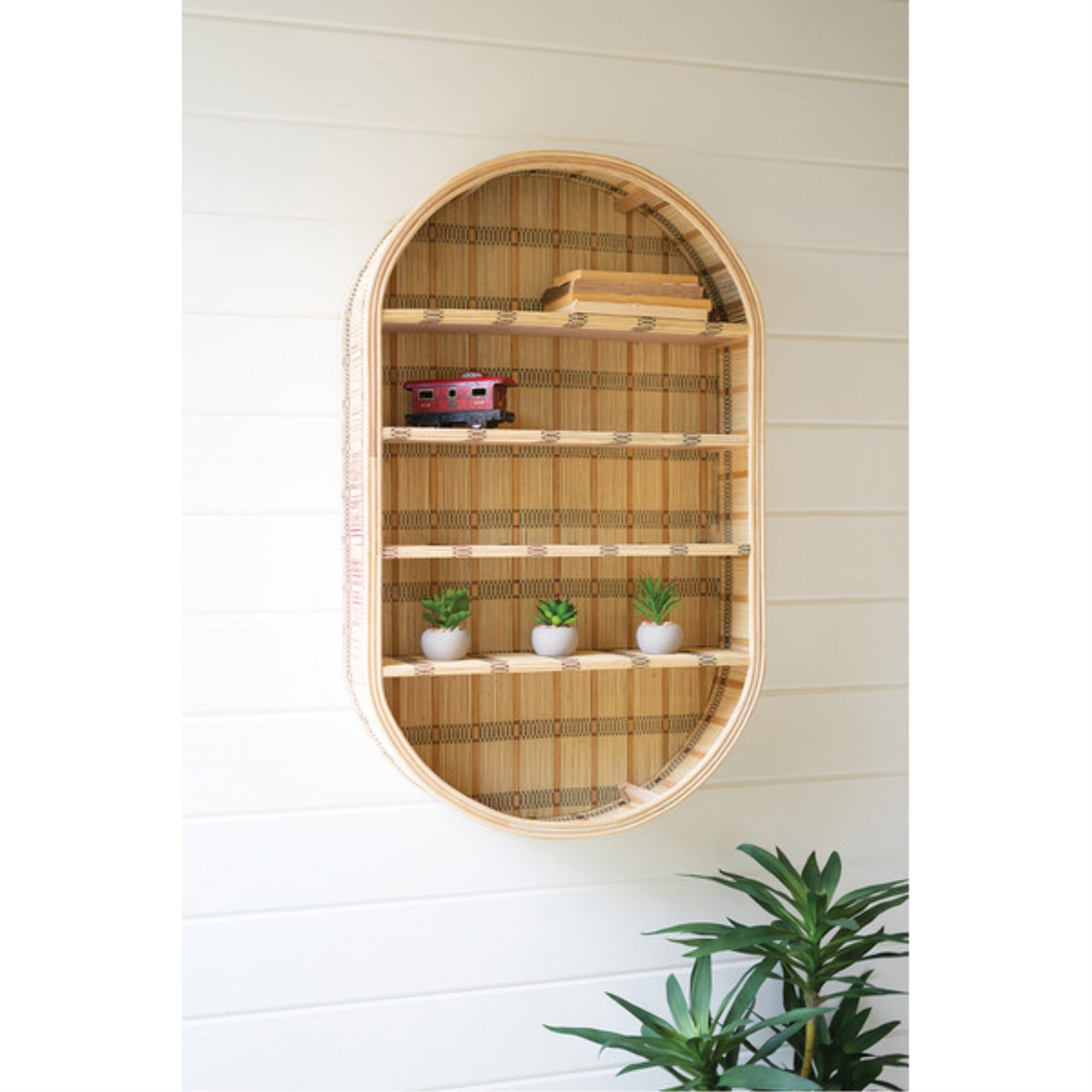 OVAL RATTAN WALL SHELF