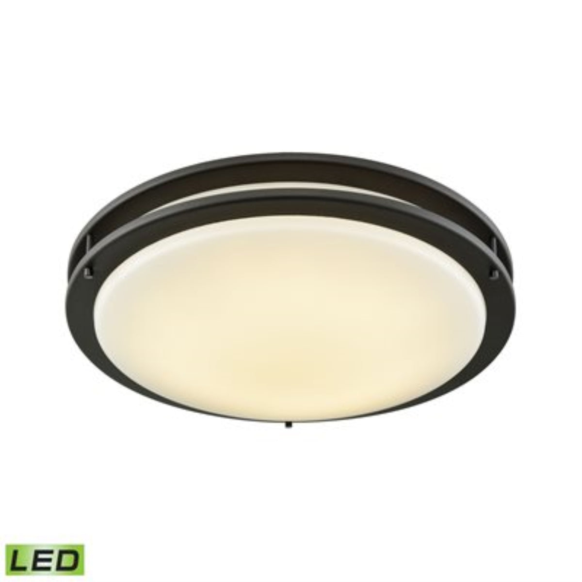 Clarion 18-inch LED Flush Mount in Oil Rubbed Bronze with a White Acrylic Diffuser