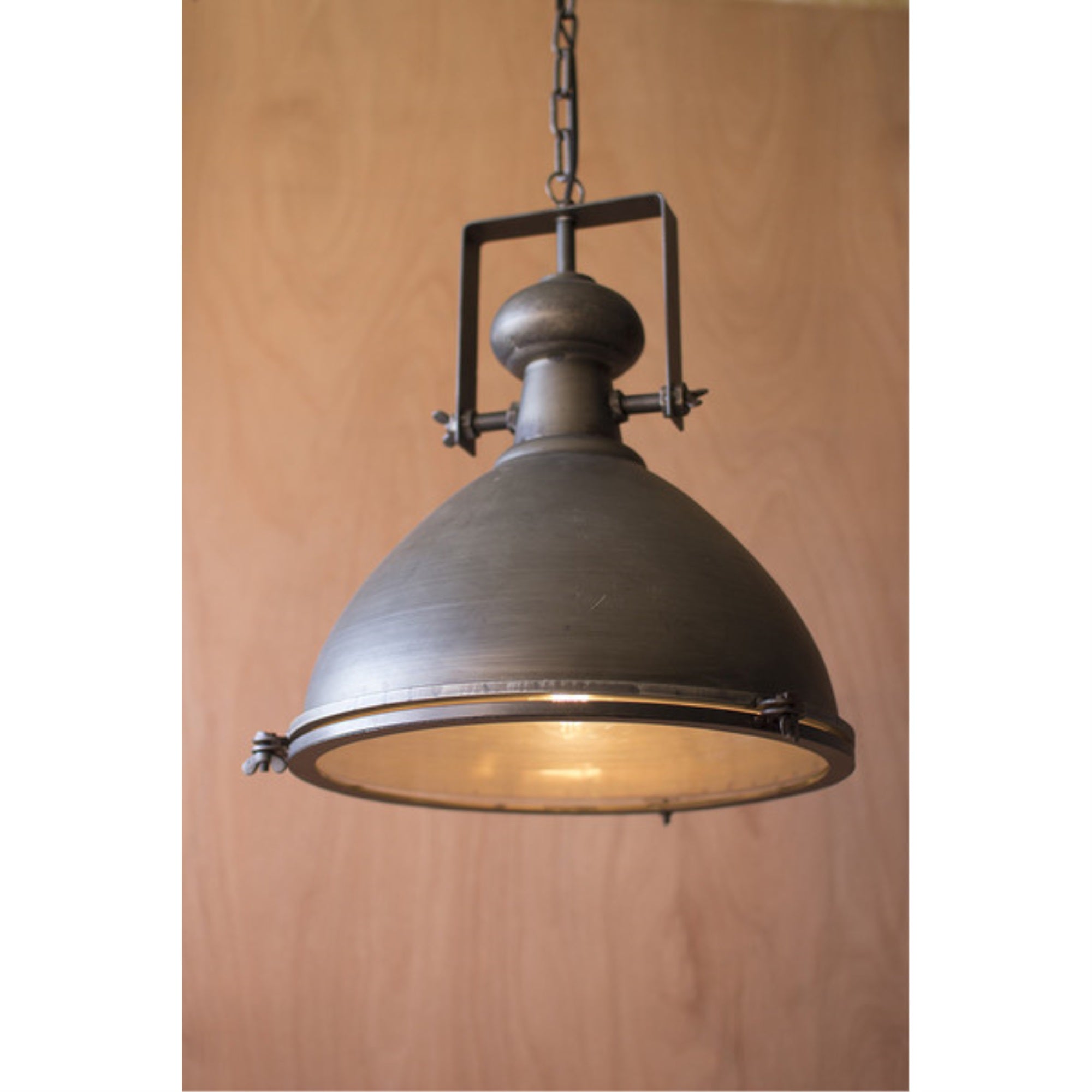 METAL WAREHOUSE PENDANT WITH GLASS COVER