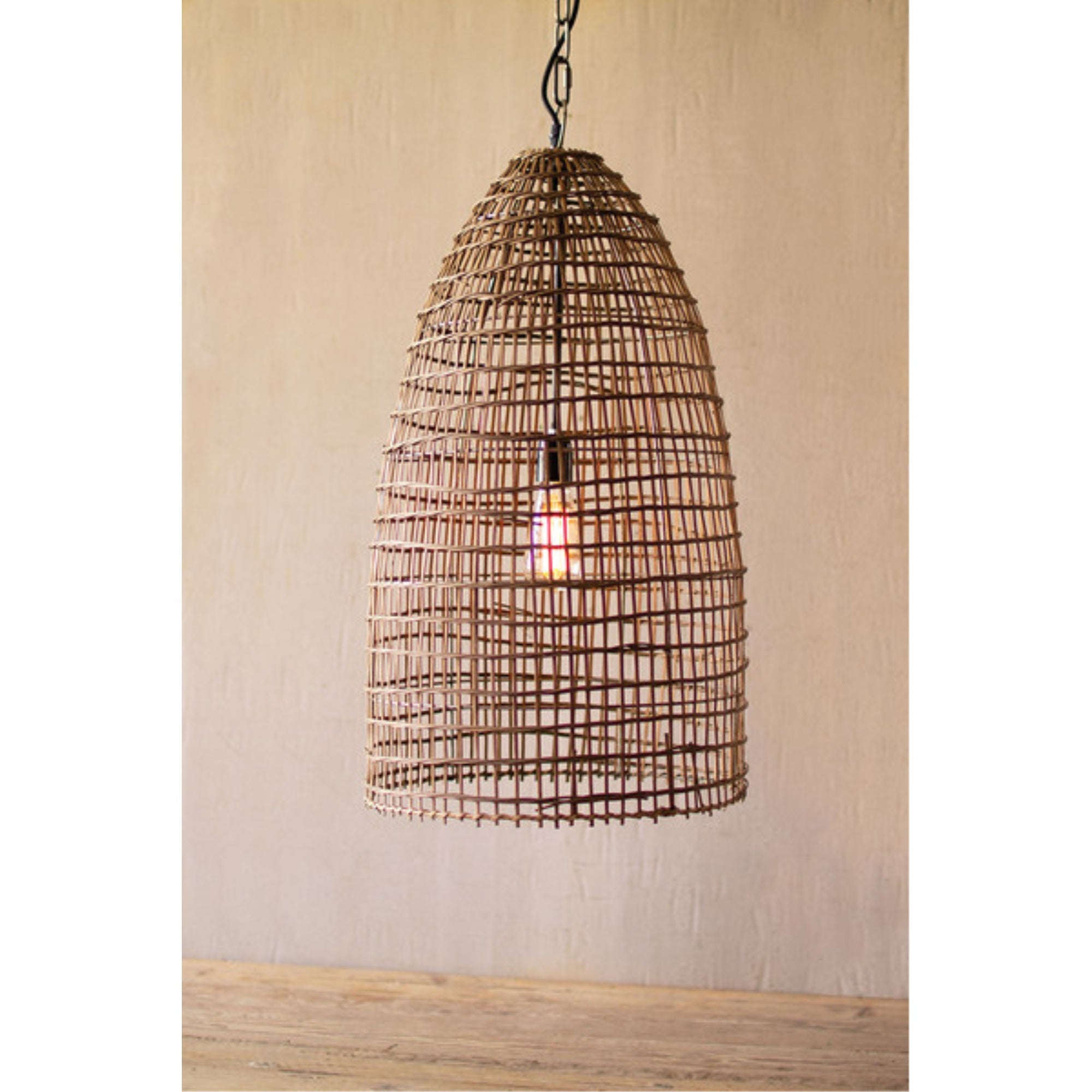 WOVEN CANE DOME PENDANT LIGHT