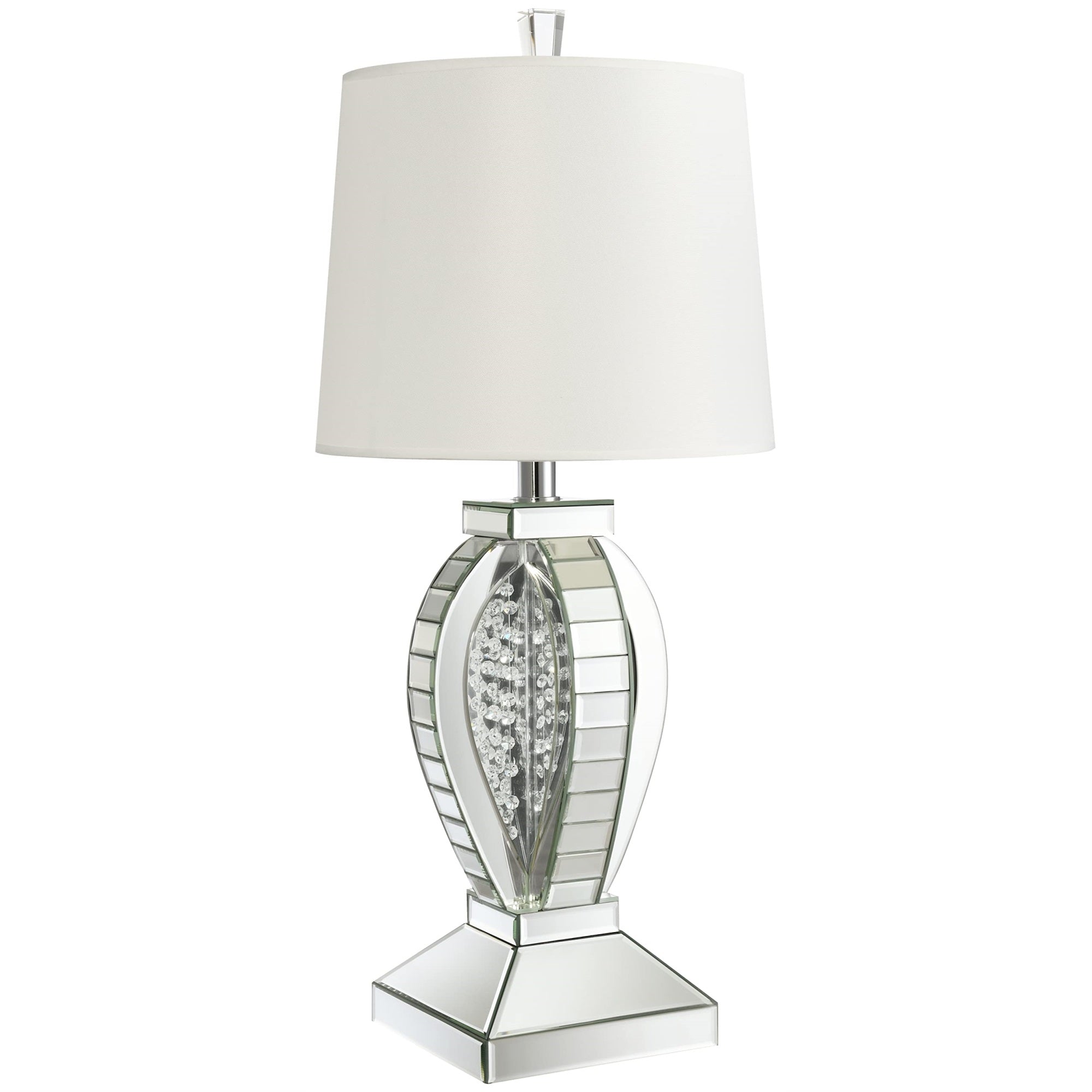 Coaster Home Furnishings Klein Table Lamp With Drum Shade White And Mirror