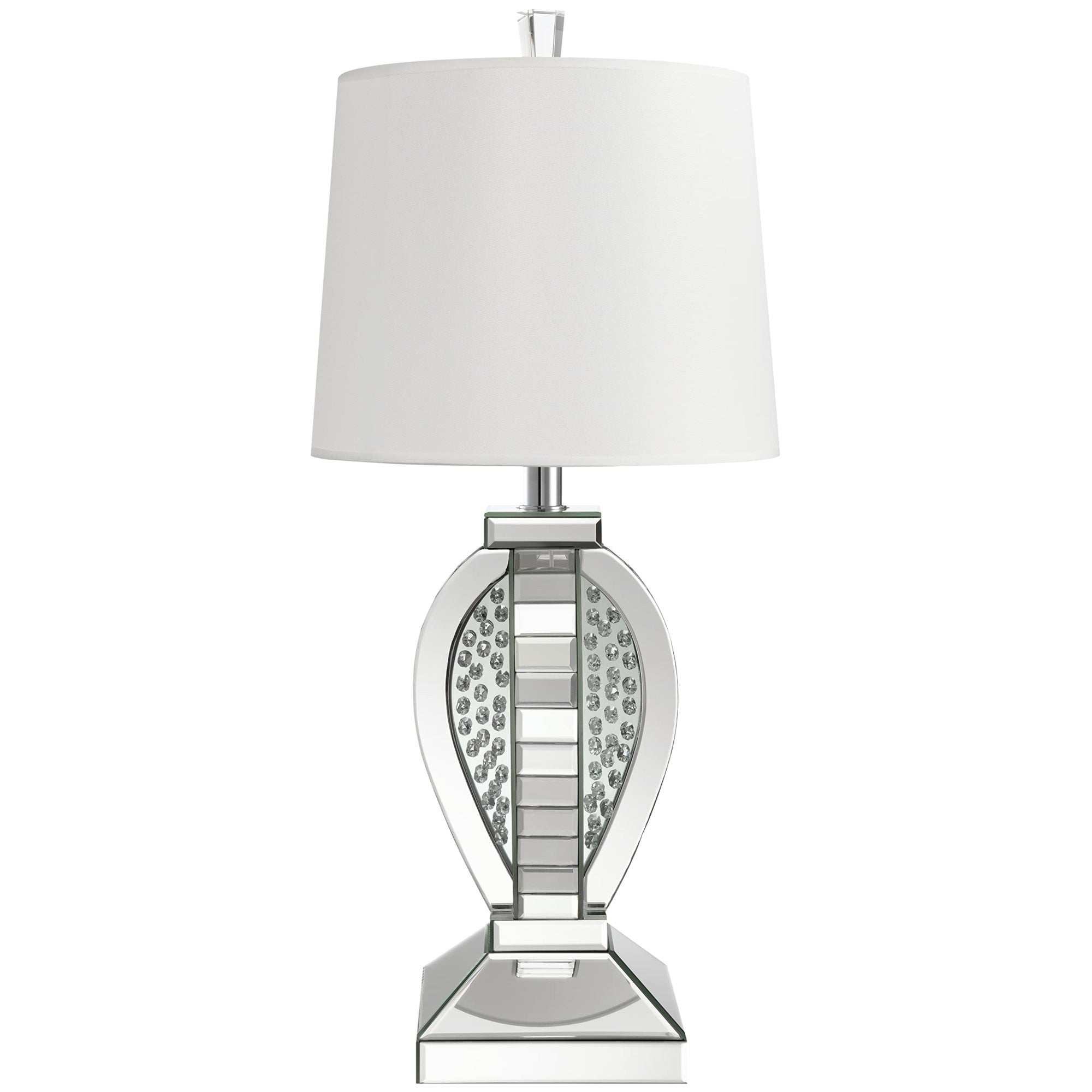 Coaster Home Furnishings Klein Table Lamp With Drum Shade White And Mirror