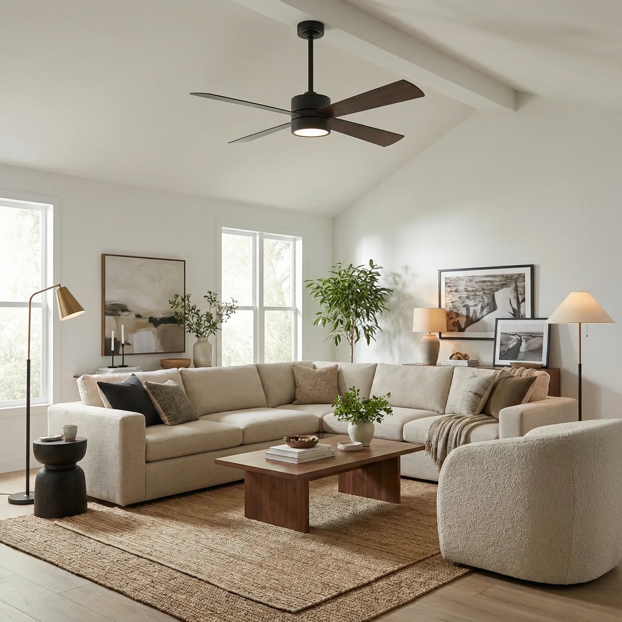 52 Inch Bucholz Industrial Dimmable RGB LED Ceiling Fan with Remote and APP Control