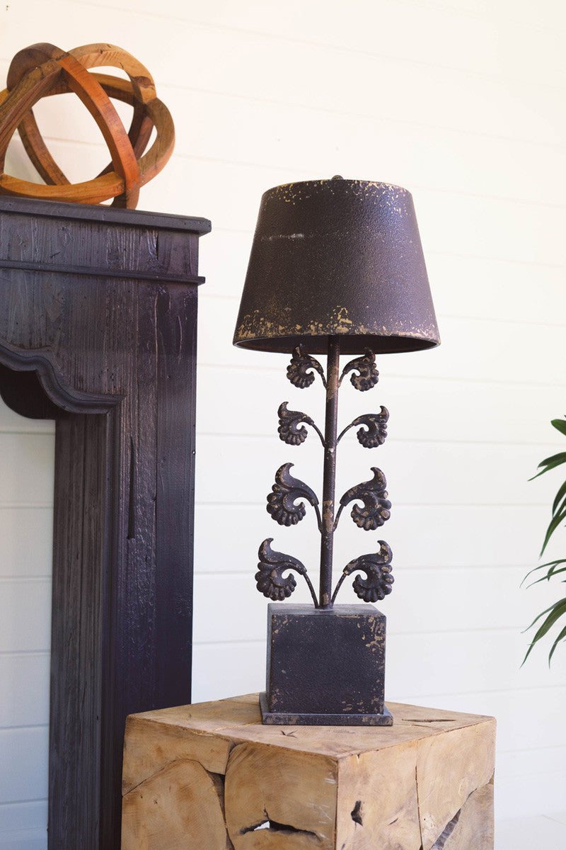TABLE LAMP - ANTIQUE BLACK WITH FILIGREE