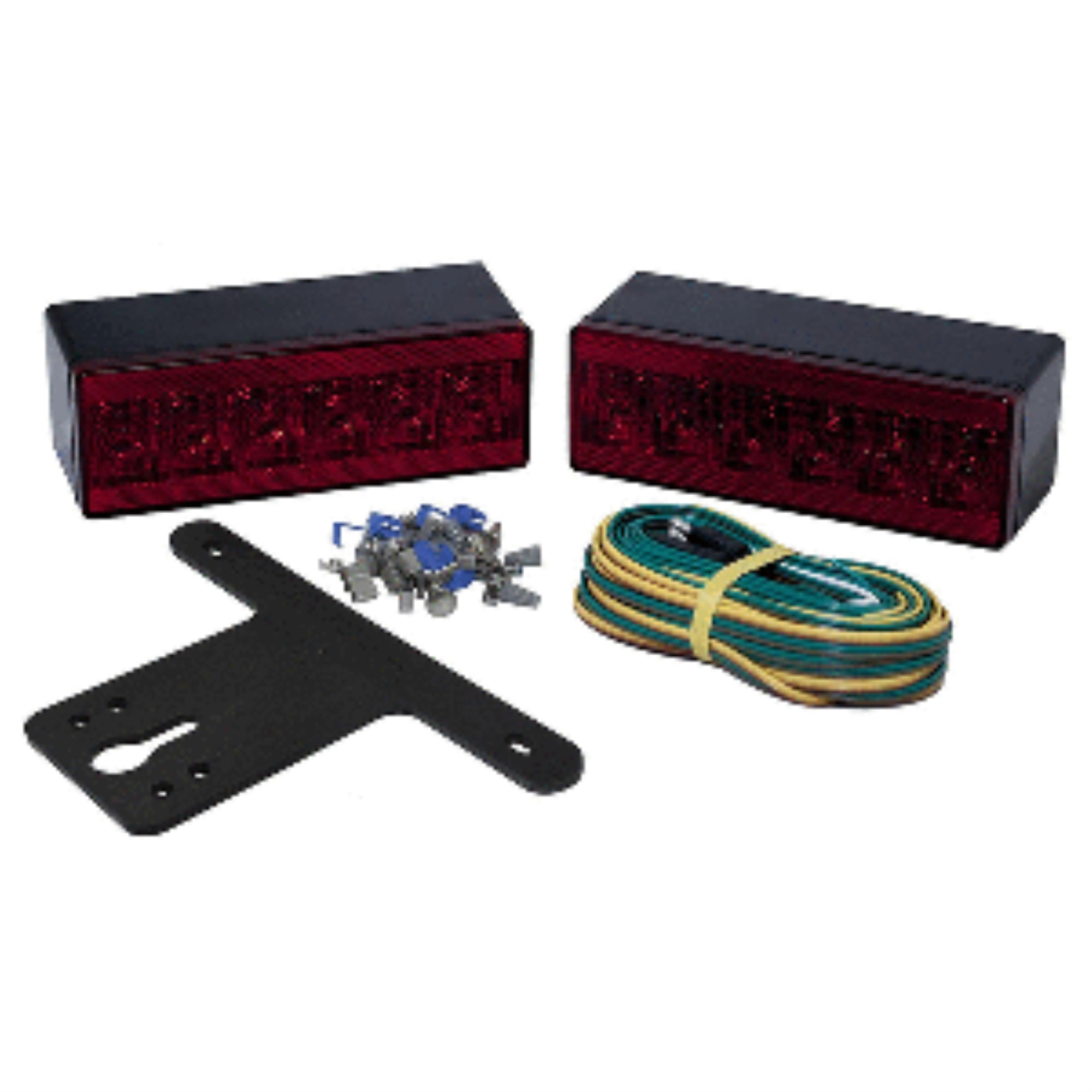 Attwood 14064-7 Led Low-Profile Trailer Light Kit — 2 Stop/Tail/Turn Submersible Led Lights, License Plate Bracket, Wiring Harness