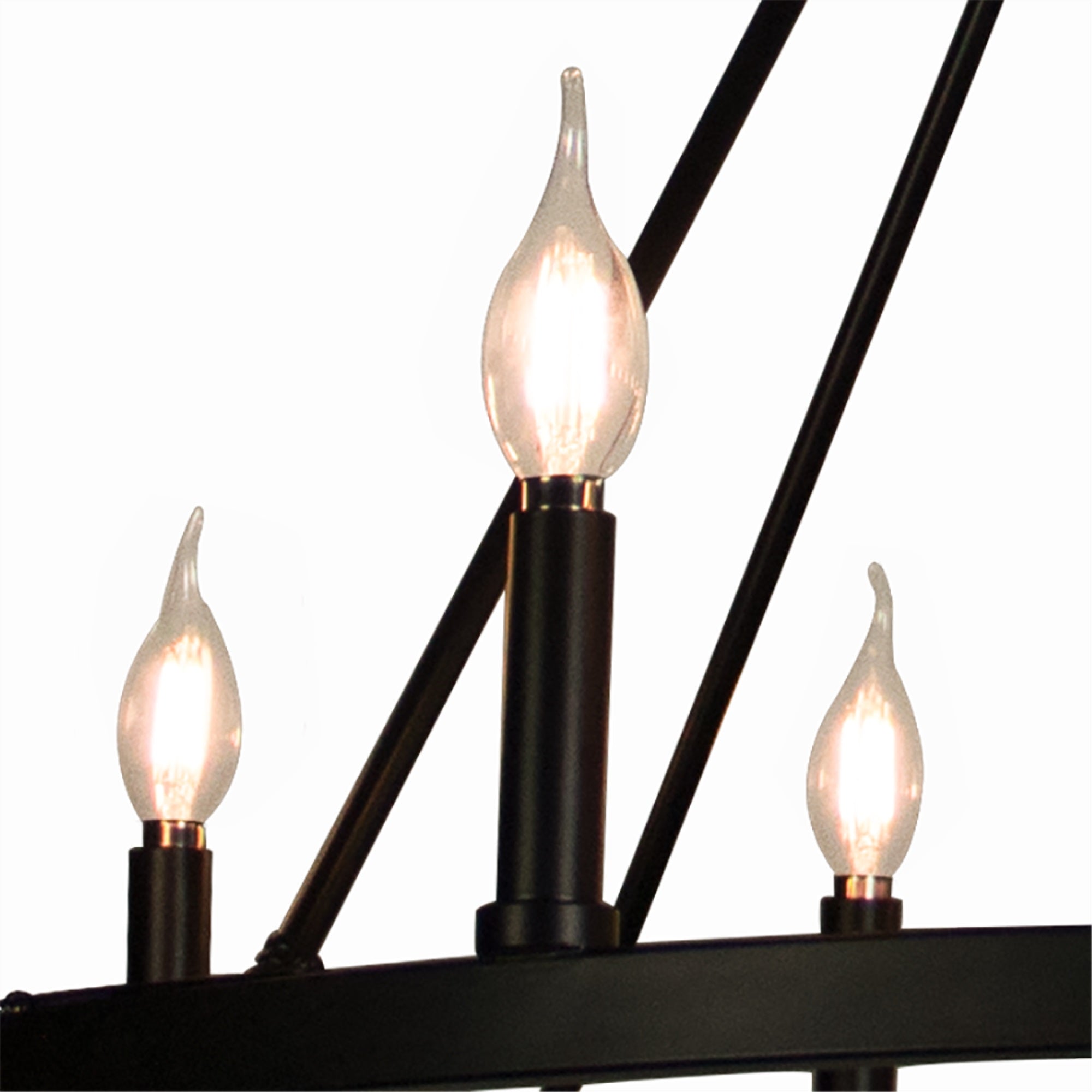 Canyonhome Cahua 12 Light Drum Chandelier, Matte Black Steel & Wooden Pattern, 37&quot; X 37&quot; X