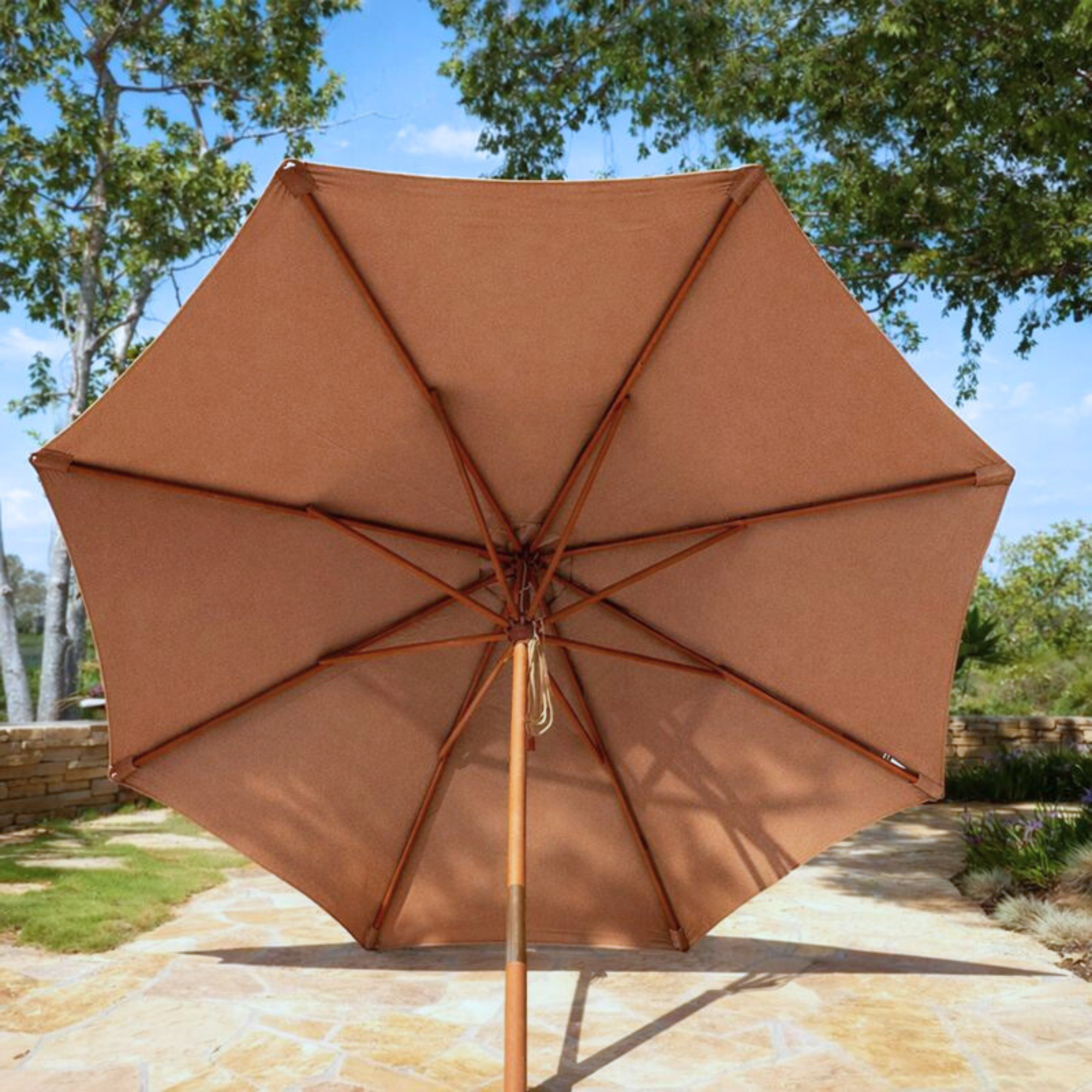 9ft Market Patio Umbrella 8 Rib Replacement Canopy Mocha Mousse