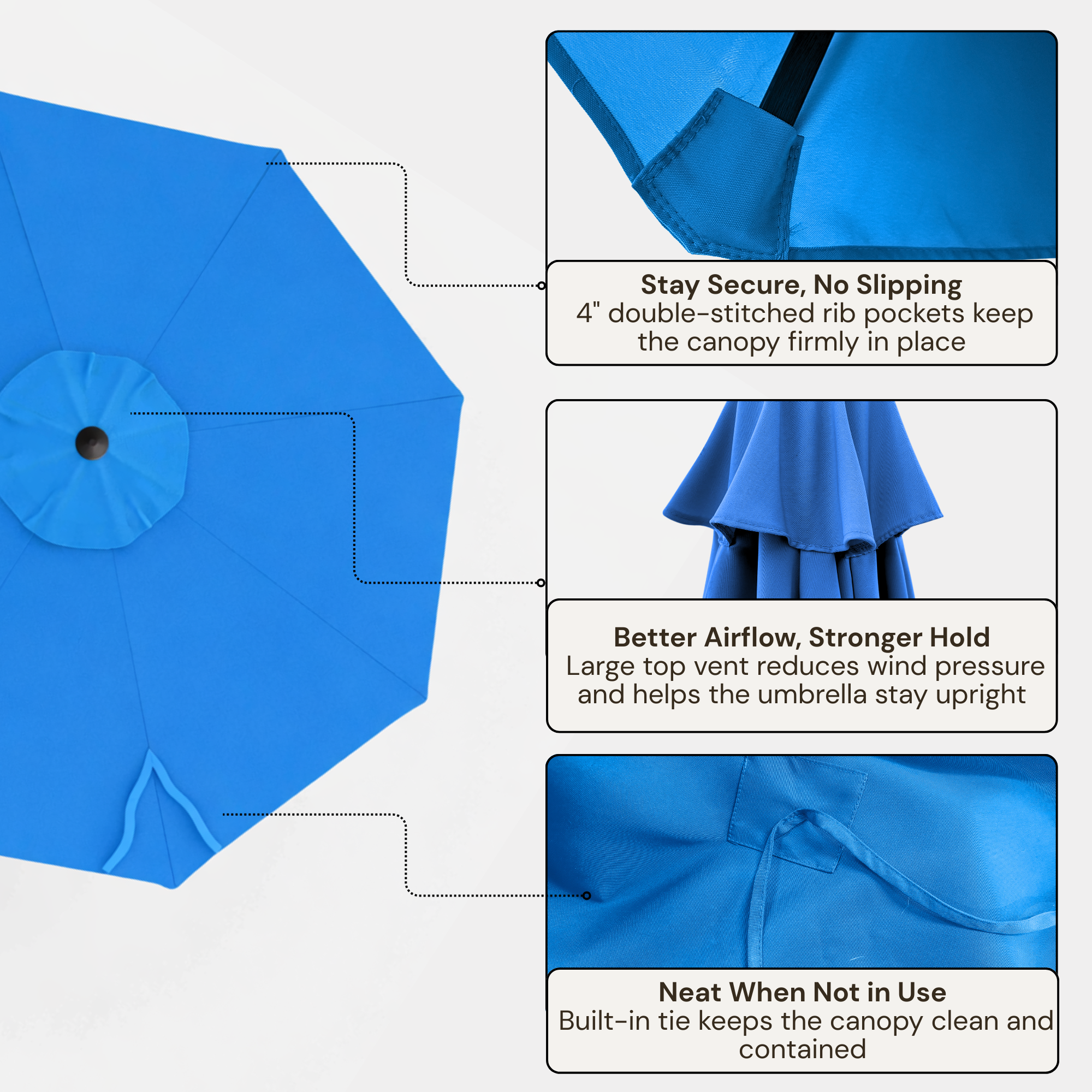 10ft Cantilever Hanging Umbrella 8 Rib Replacement Canopy Capri Blue Olefin