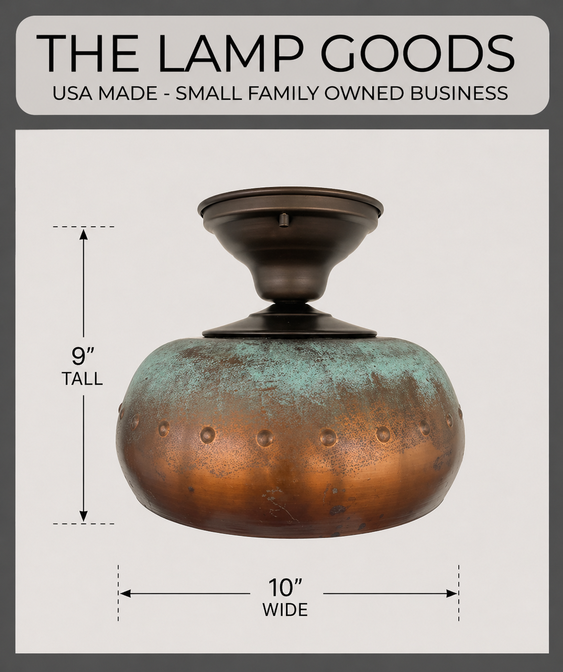 Copper Farmhouse Ceiling Light | 10" Wide
