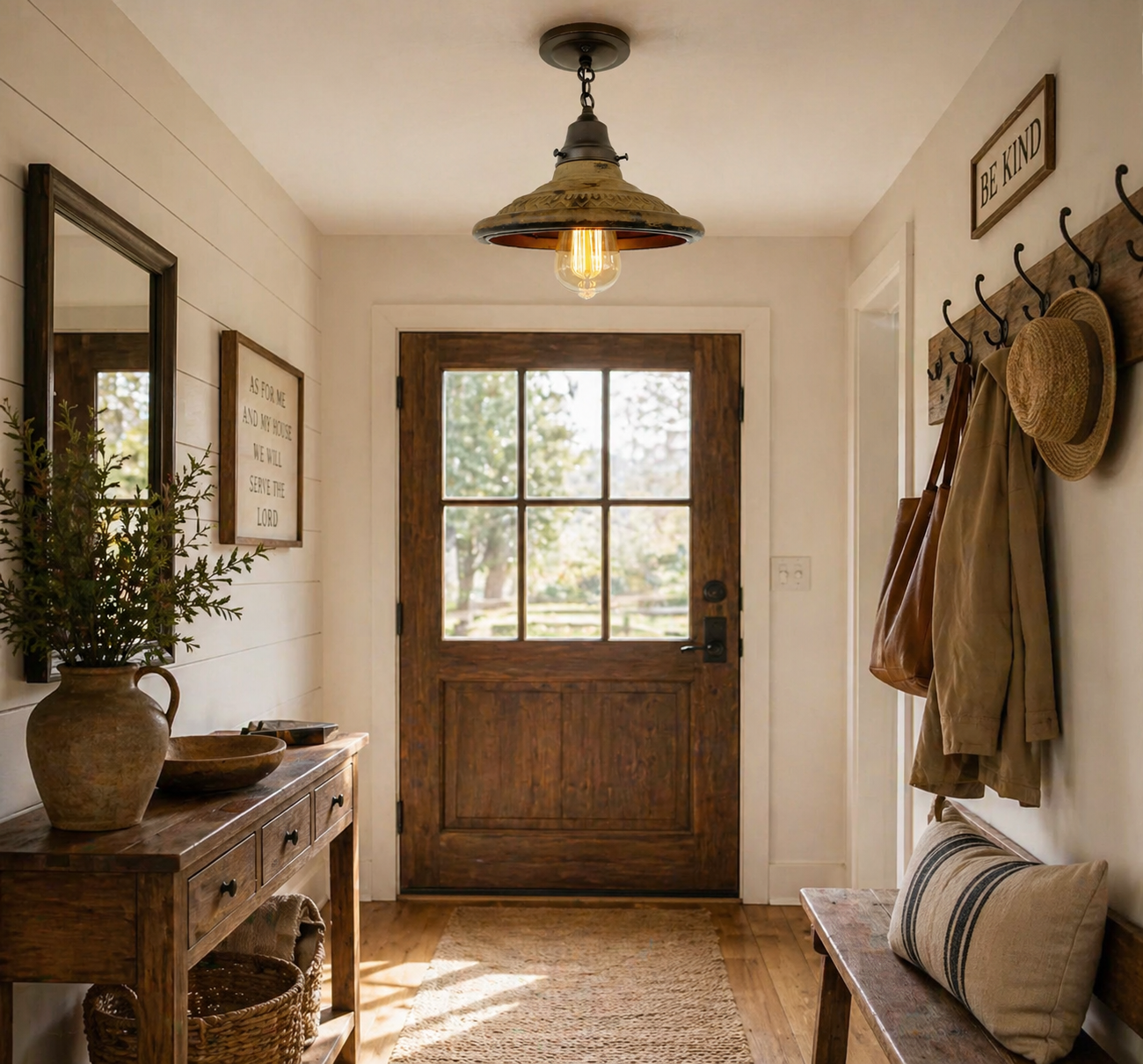 Rustic Industrial Farmhouse Ceiling Light | 7"W | Metal Flush Mount