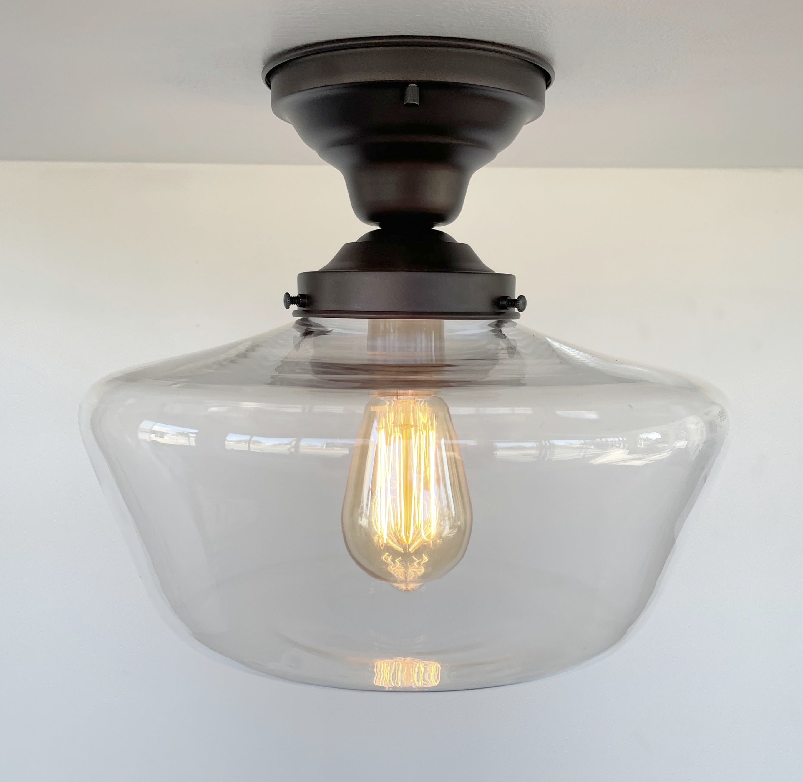 Large Clear Glass Schoolhouse Ceiling Light | 12"