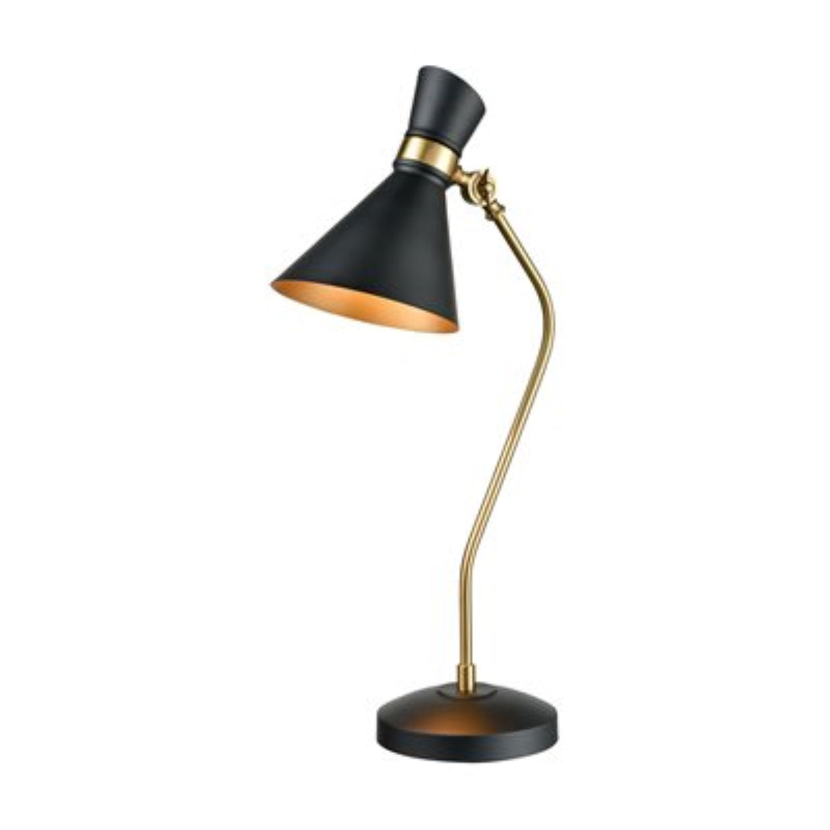 Virtuoso 1-Light Table Lamp in Matte Black and Aged Brass