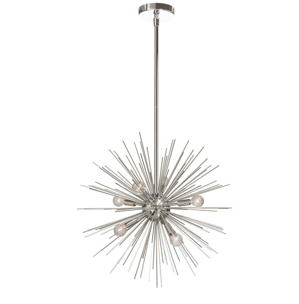 Dainolite 6Lt Pendant, Silver & Polished Chrome Finish