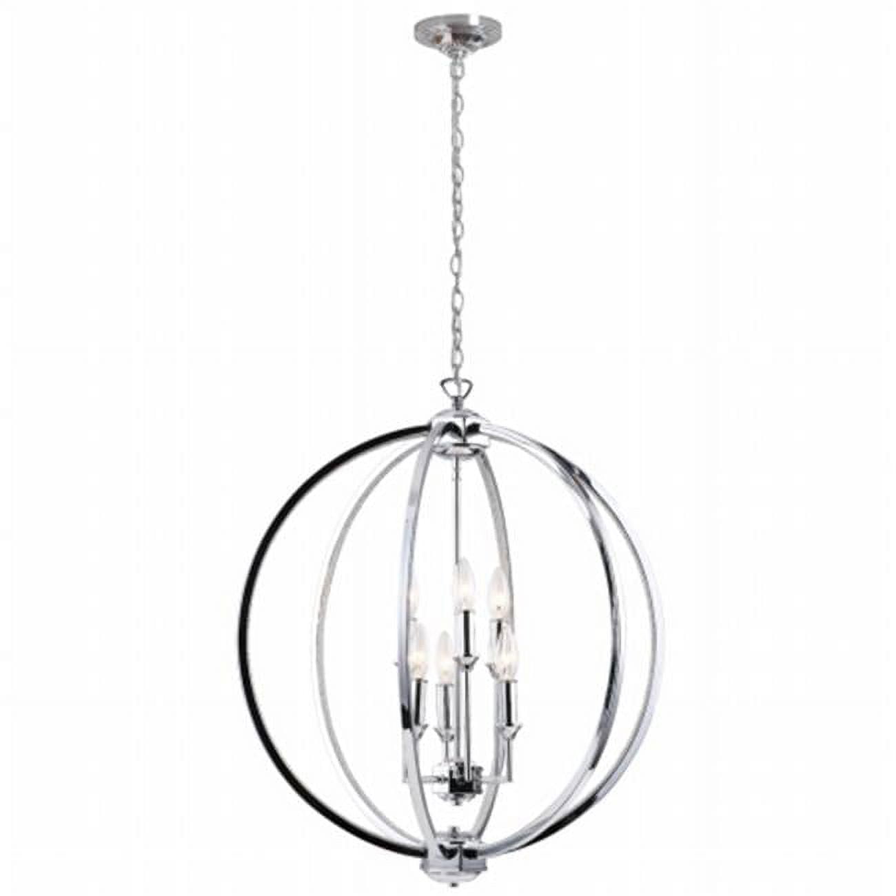 Dainolite 6Lt Fixture, Polished Chrome W/Jewelled Accents