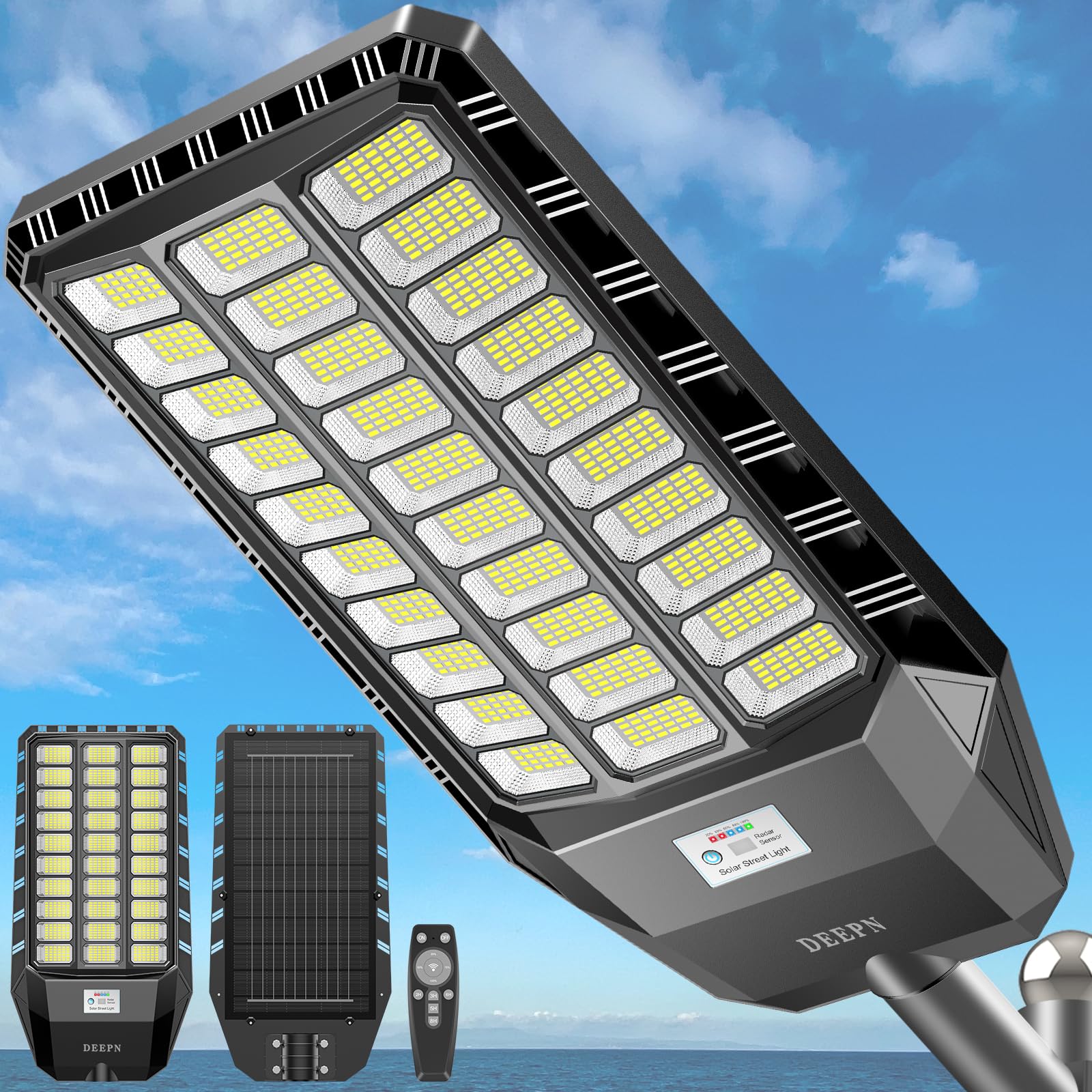 Deepn Solar Powered Parking Lot Lights, 6000W