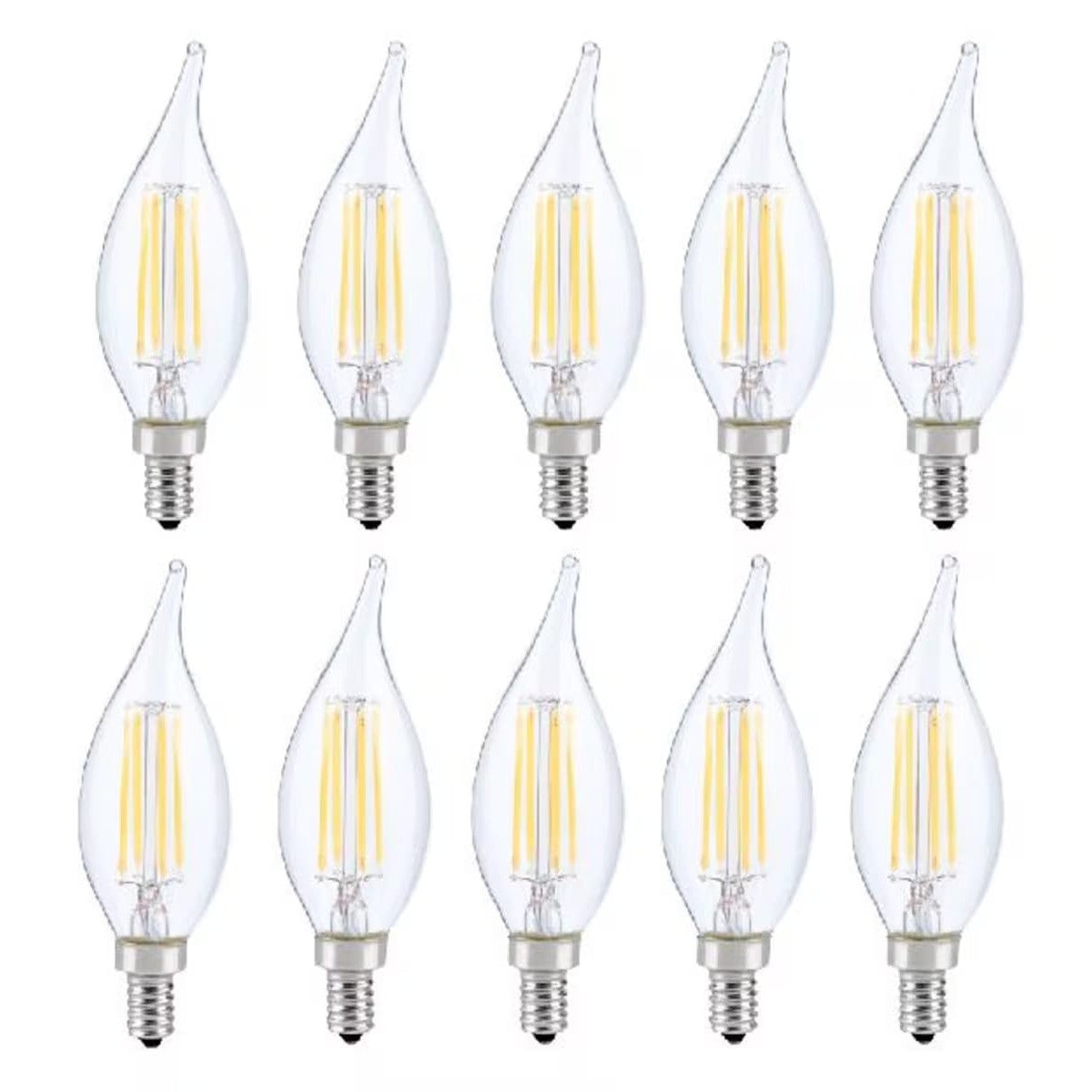 LED E12 CANDELABRA, FLAME TIP, 5000K, 300 degree, CRI80, ES, UL, 6W, 60W EQUIVALENT, 15000HRS, LM480, DIMMABLE, 2 YEARS WARRANTY