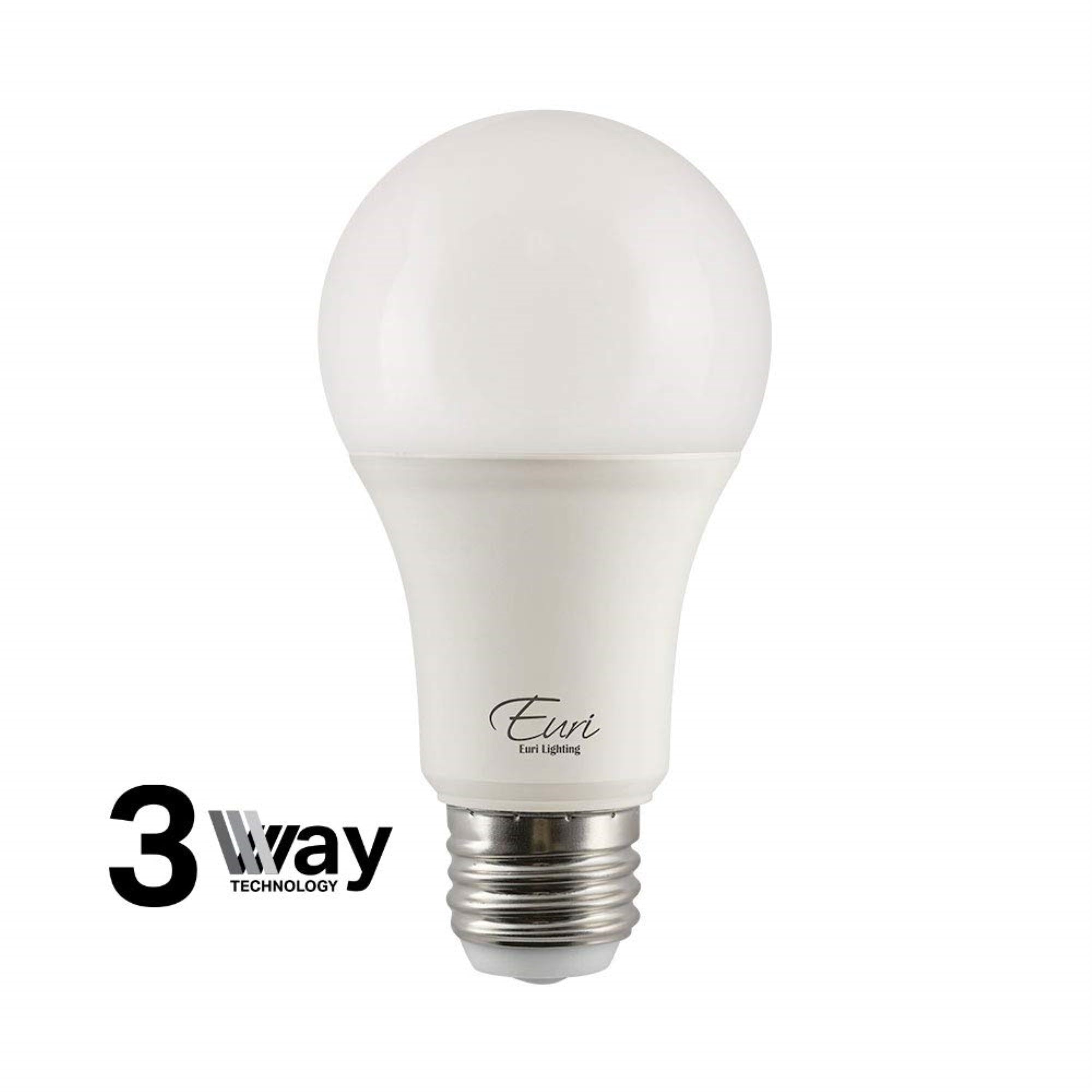 Euri Lighting EA19-14W2140et, LED 3-Way A19, 4/8/14W (40/60/100W Equivalent), 500/1000/1500lm, 4000K (Bright White) E26 Base, Fu
