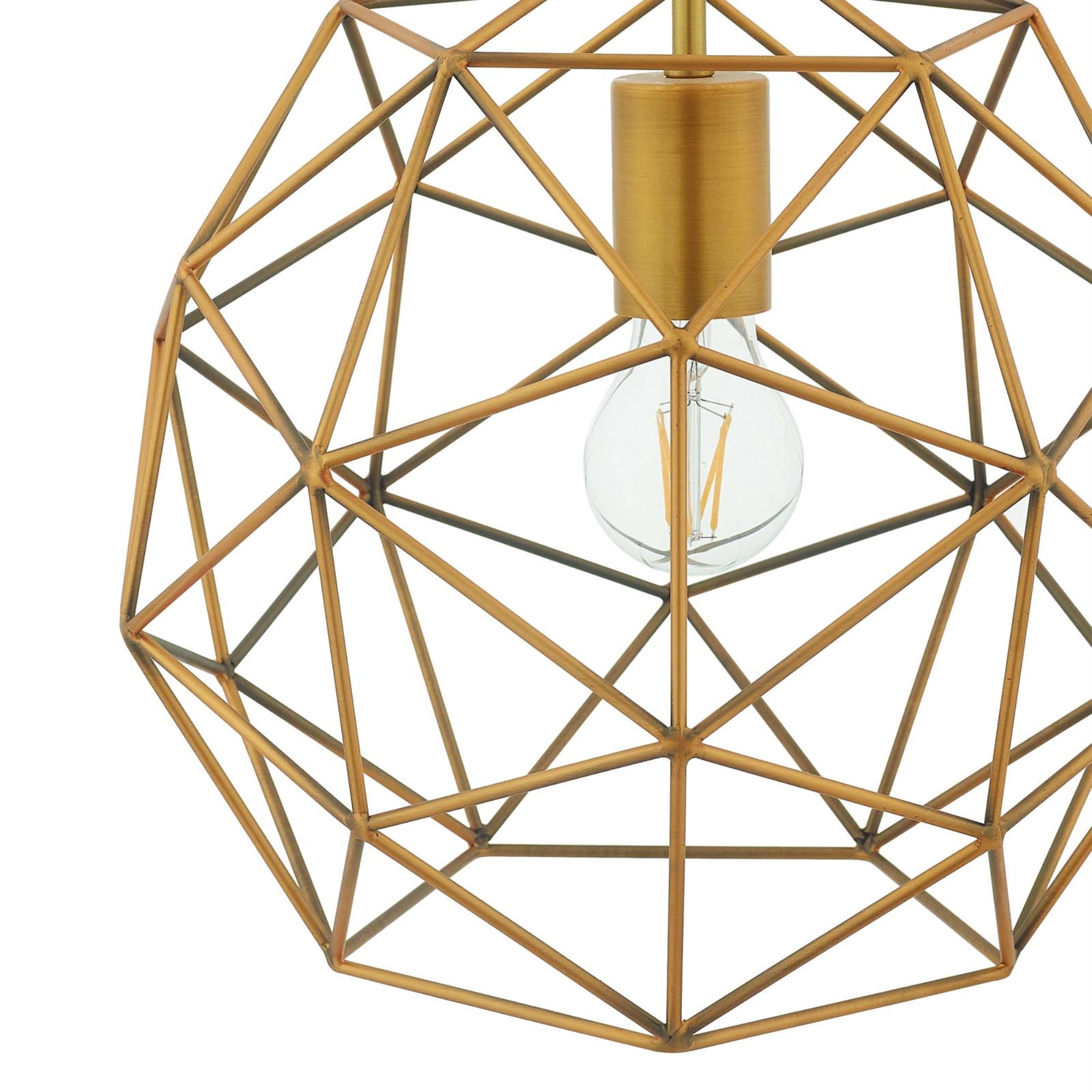 Rarity Geometric Decagon-Shaped Pendant Light - Antique Brass, Adjustable Height, Easy Installation, E26 60W Bulb, Contemporary