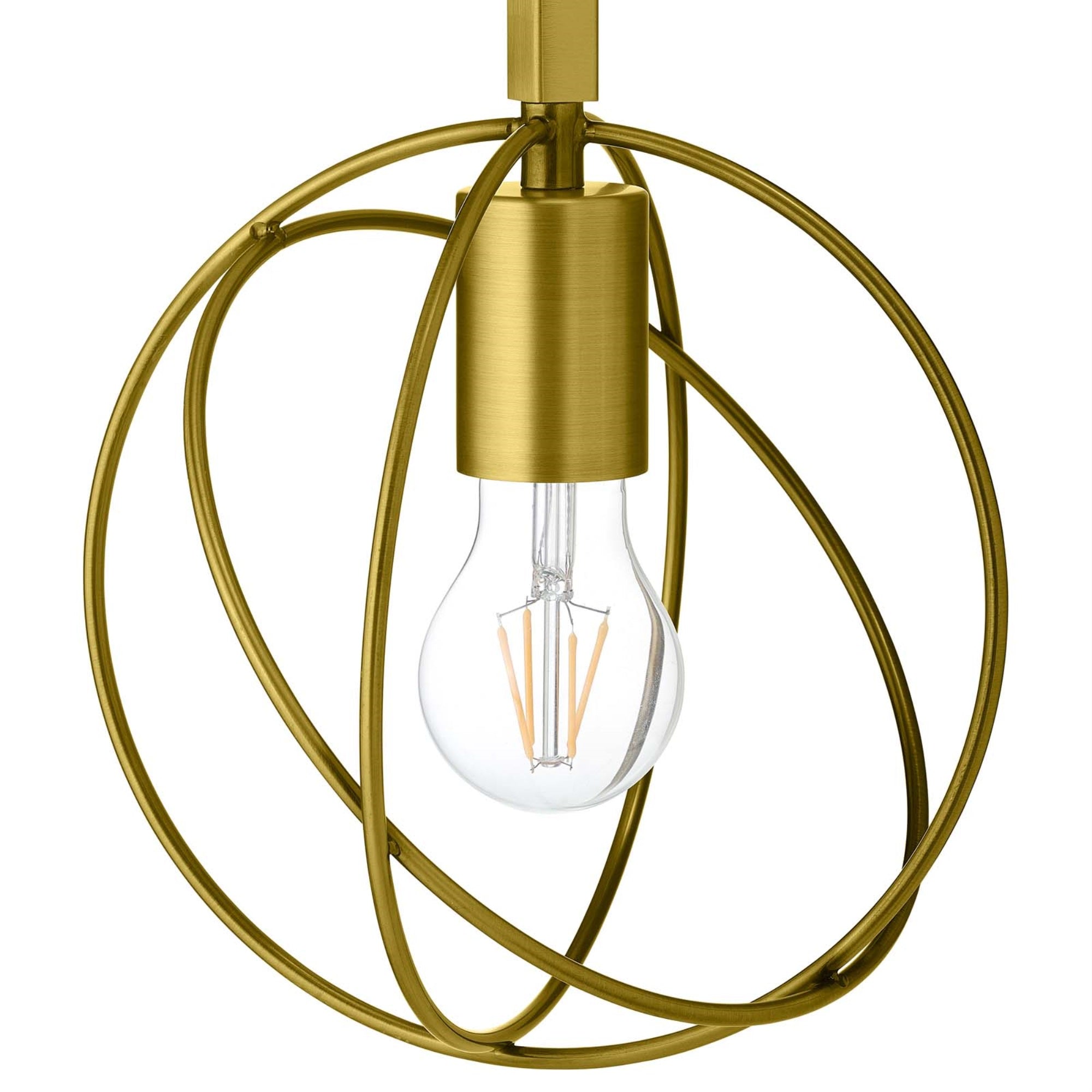 Ergode Perimeter Wall Lamp - Elegant Orbital Design, Square Bracket Arm, well-made Brass, E26 60W Bulb Required