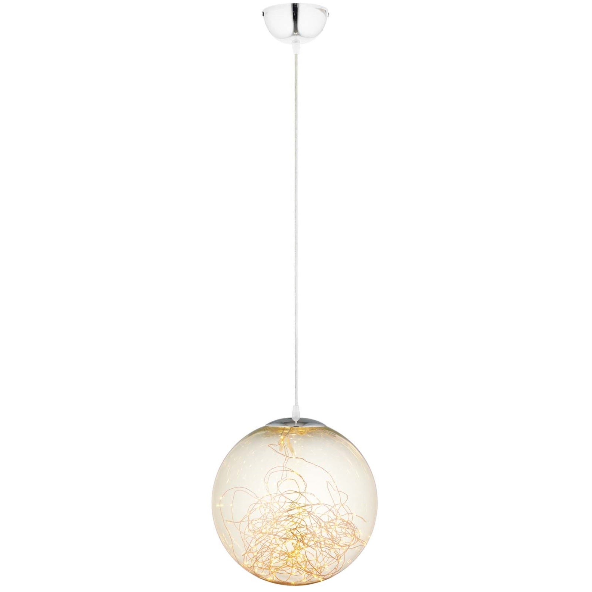 Fairy 8'' Amber Glass Globe Ceiling Light Pendant Chandelier - Enhance Your Home with Mesmerizing Golden Glow