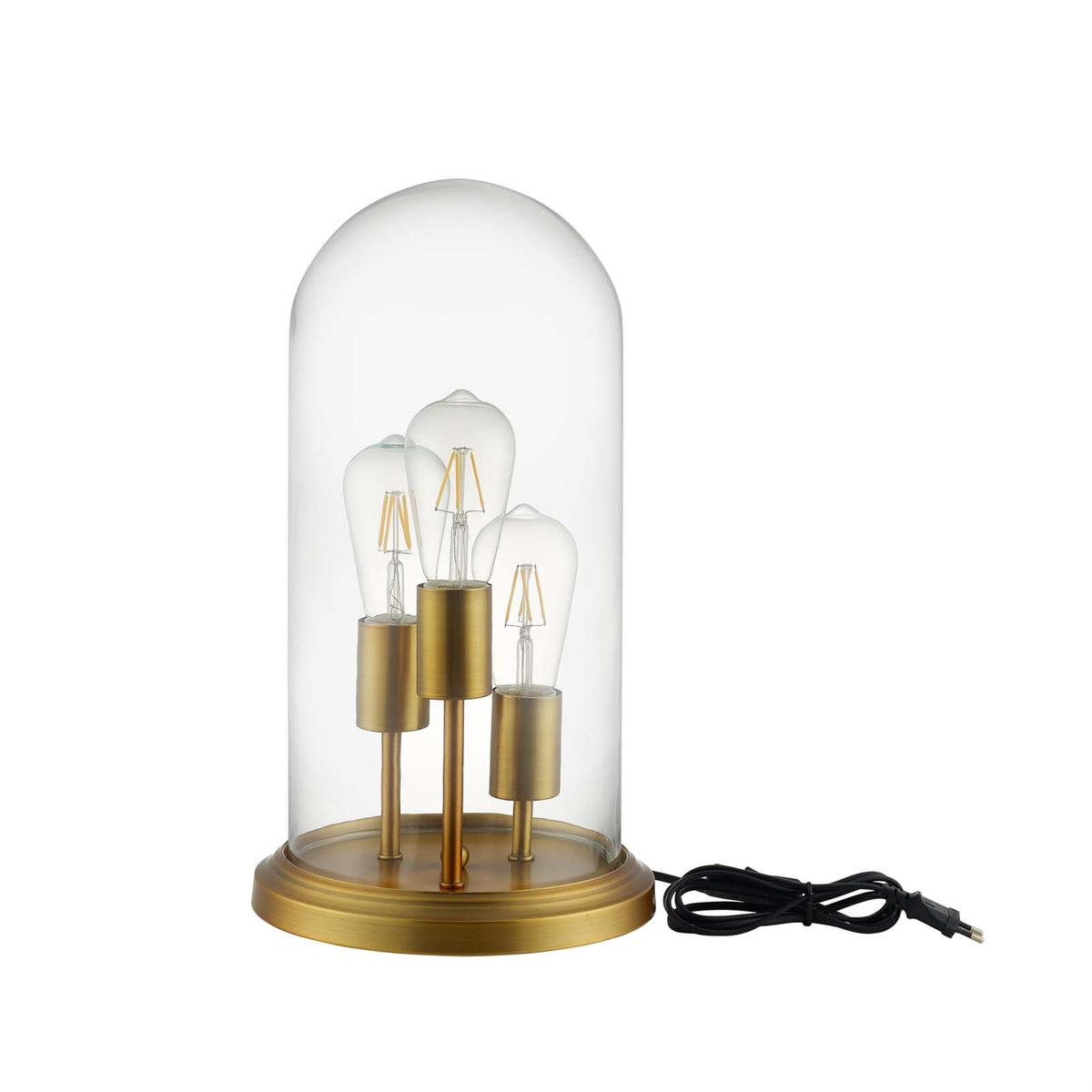 Admiration Cloche Lamp - Vintage Elegance and Industrial Allure, Antique Brass Base, Clear Glass Shade, Radiant Golden Light, Pe