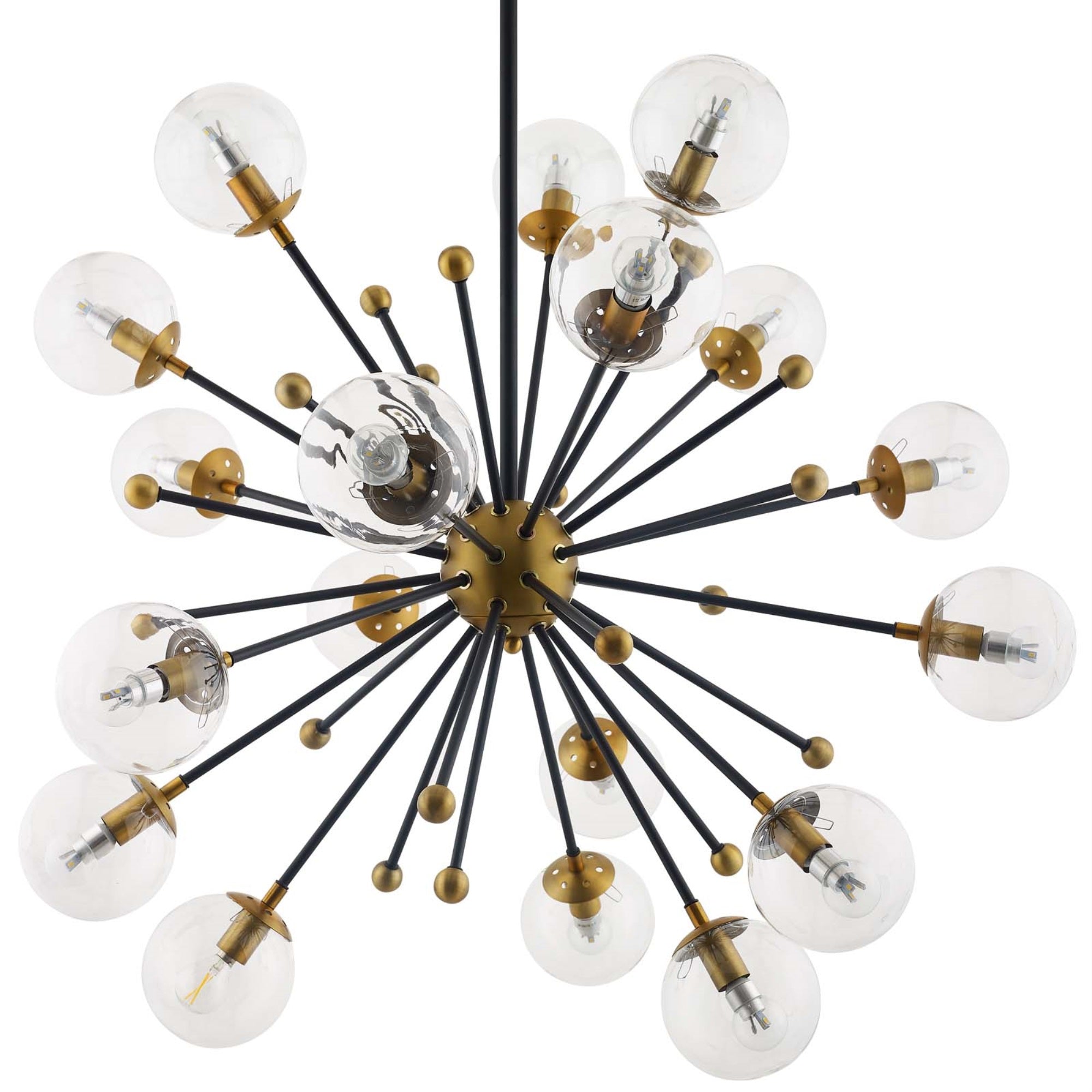 Captivating Constellation Clear Glass and Brass Pendant Chandelier - Elegant Mid-Century Modern Style, 18 Bulb Requirement, Perf