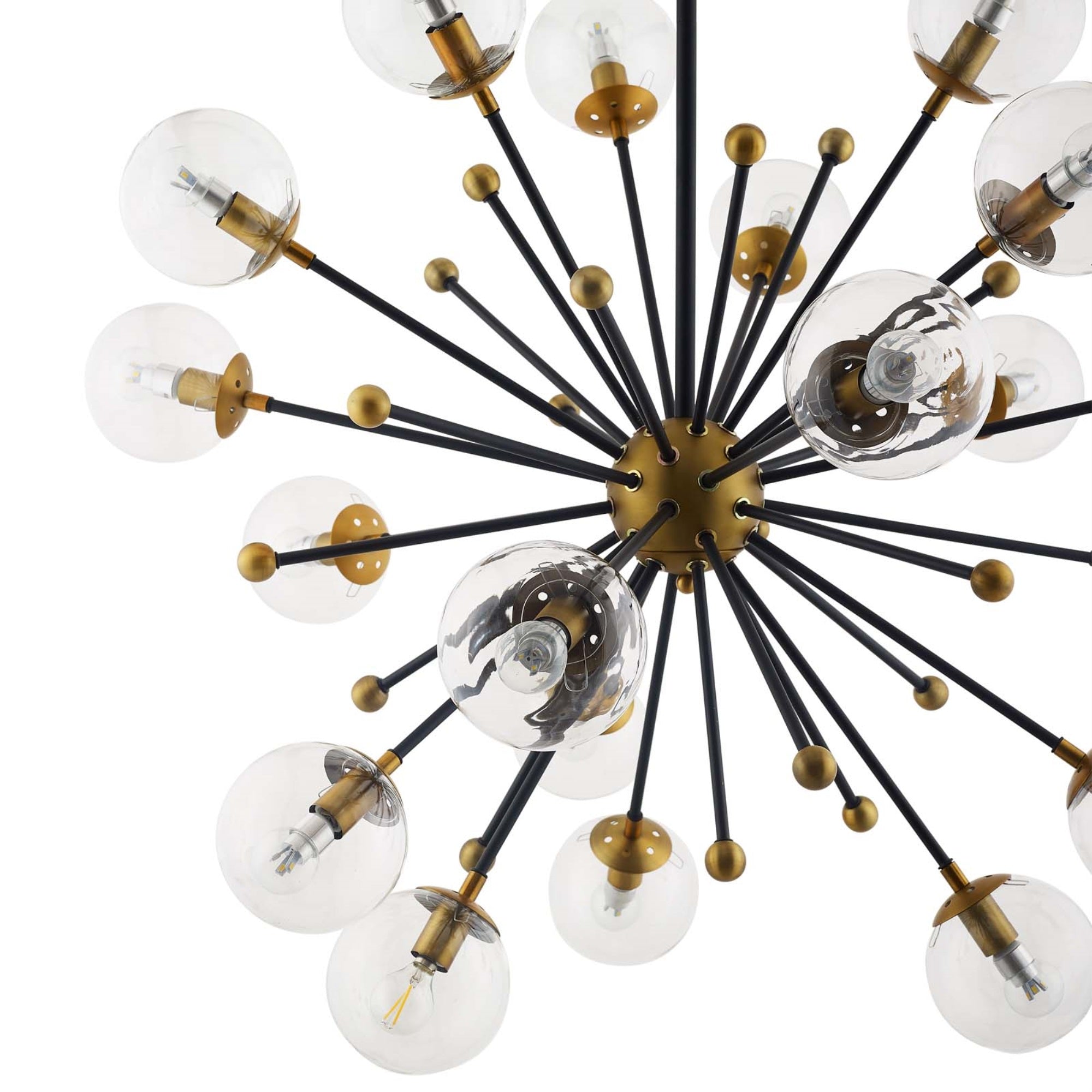 Captivating Constellation Clear Glass and Brass Pendant Chandelier - Elegant Mid-Century Modern Style, 18 Bulb Requirement, Perf