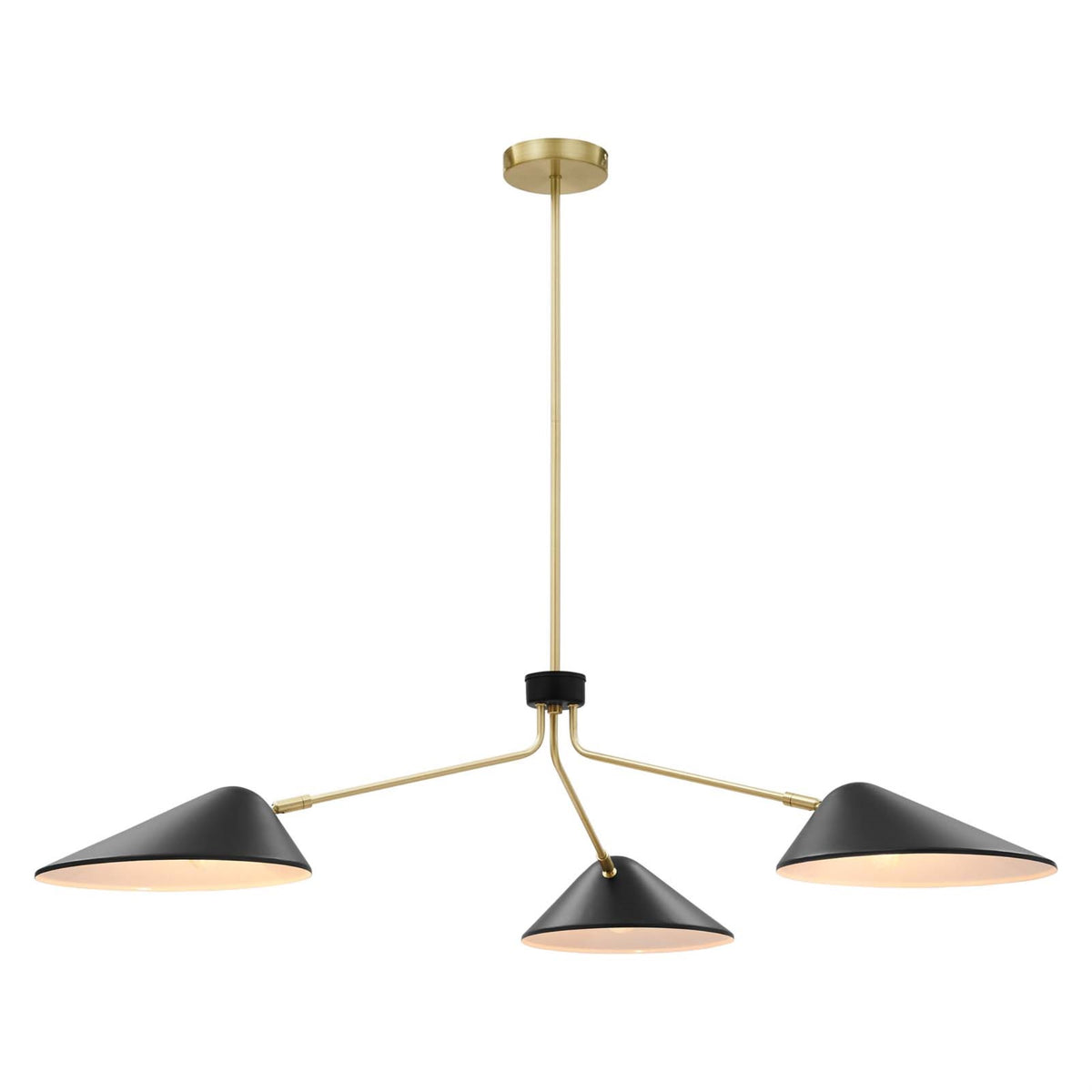 Ergode 3-Light 14'' Arm Pendant - Stylish Swing-Arm Design for Kitchen Task Lighting - Satin Brass Canopy - Dimmer Switch Compat