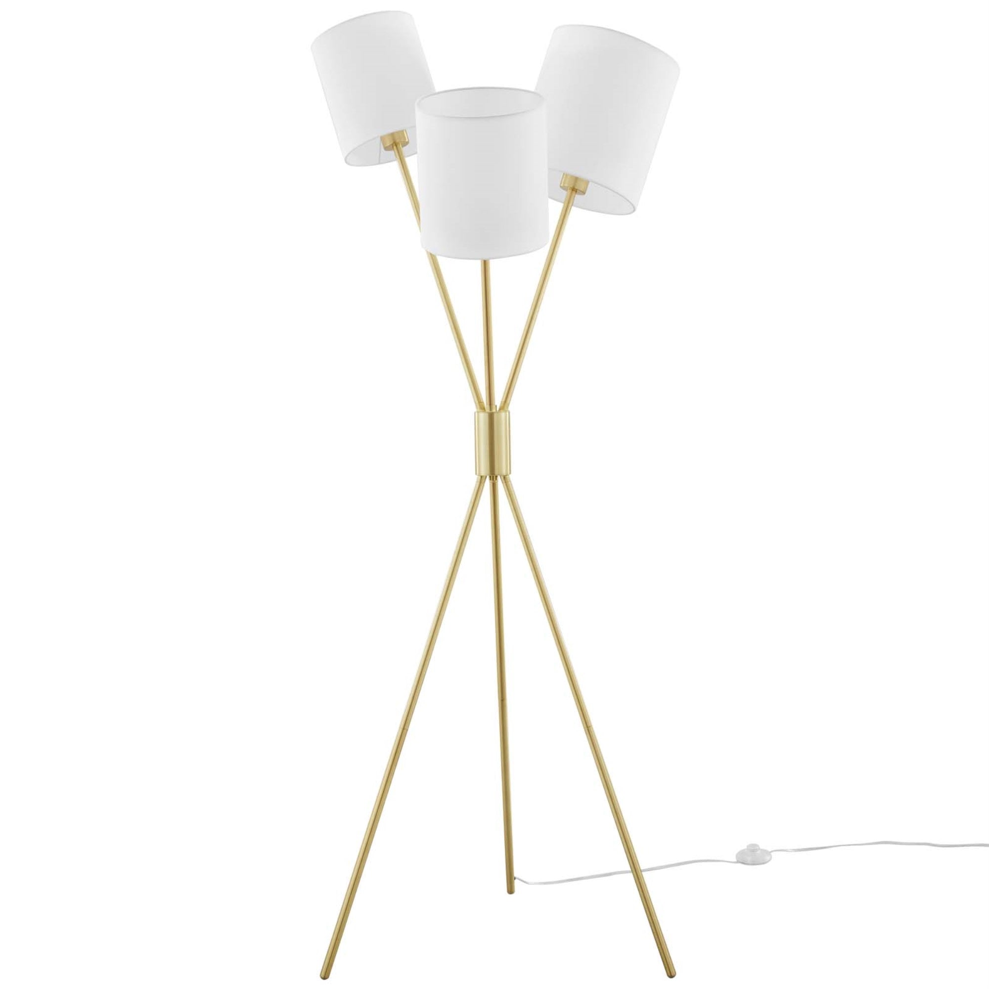 Modway Alexa 3-Light Floor Lamp In Gold