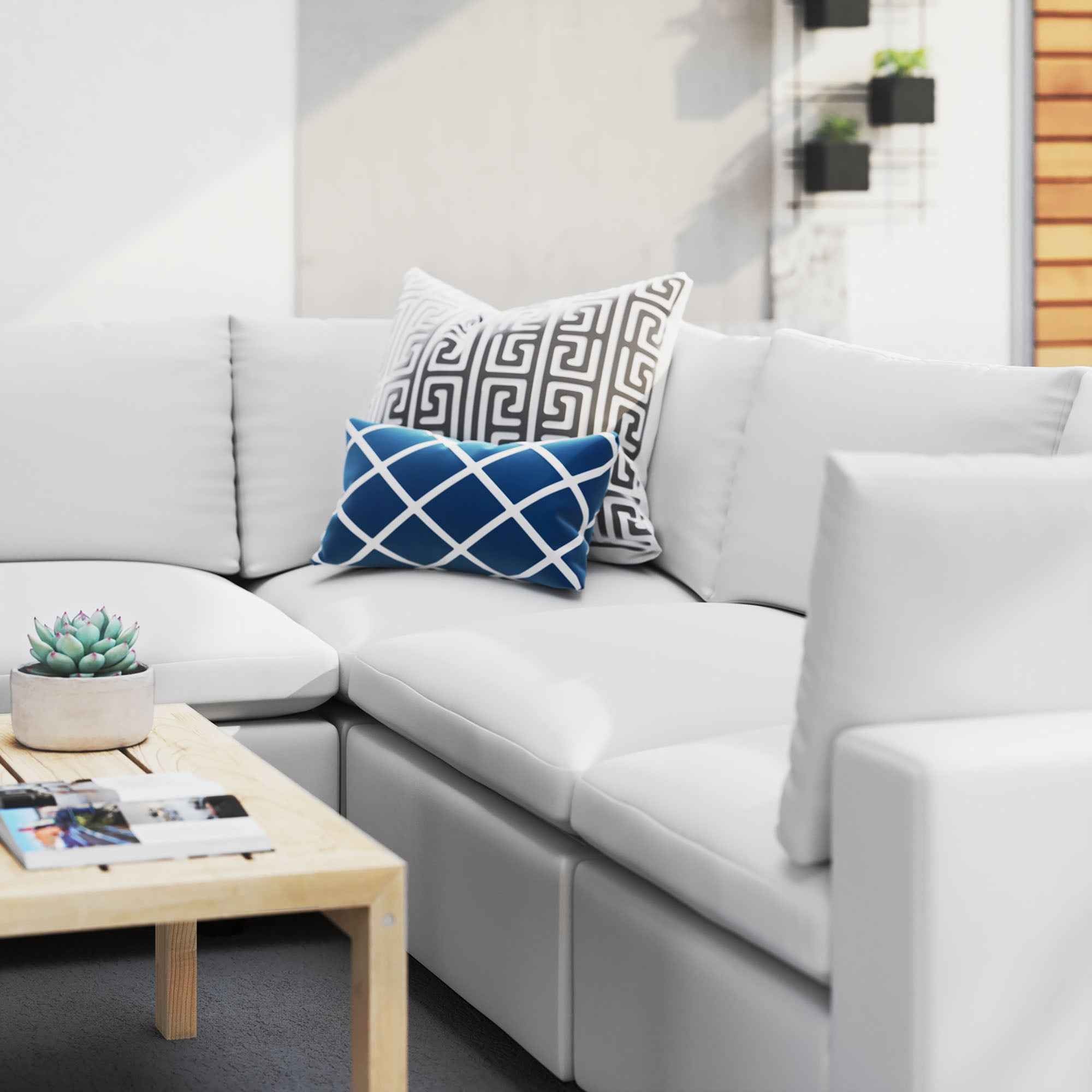 Commix Outdoor Patio Sectional Sofa – 5-Piece White Sunbrella® Edition by Patio Elegance