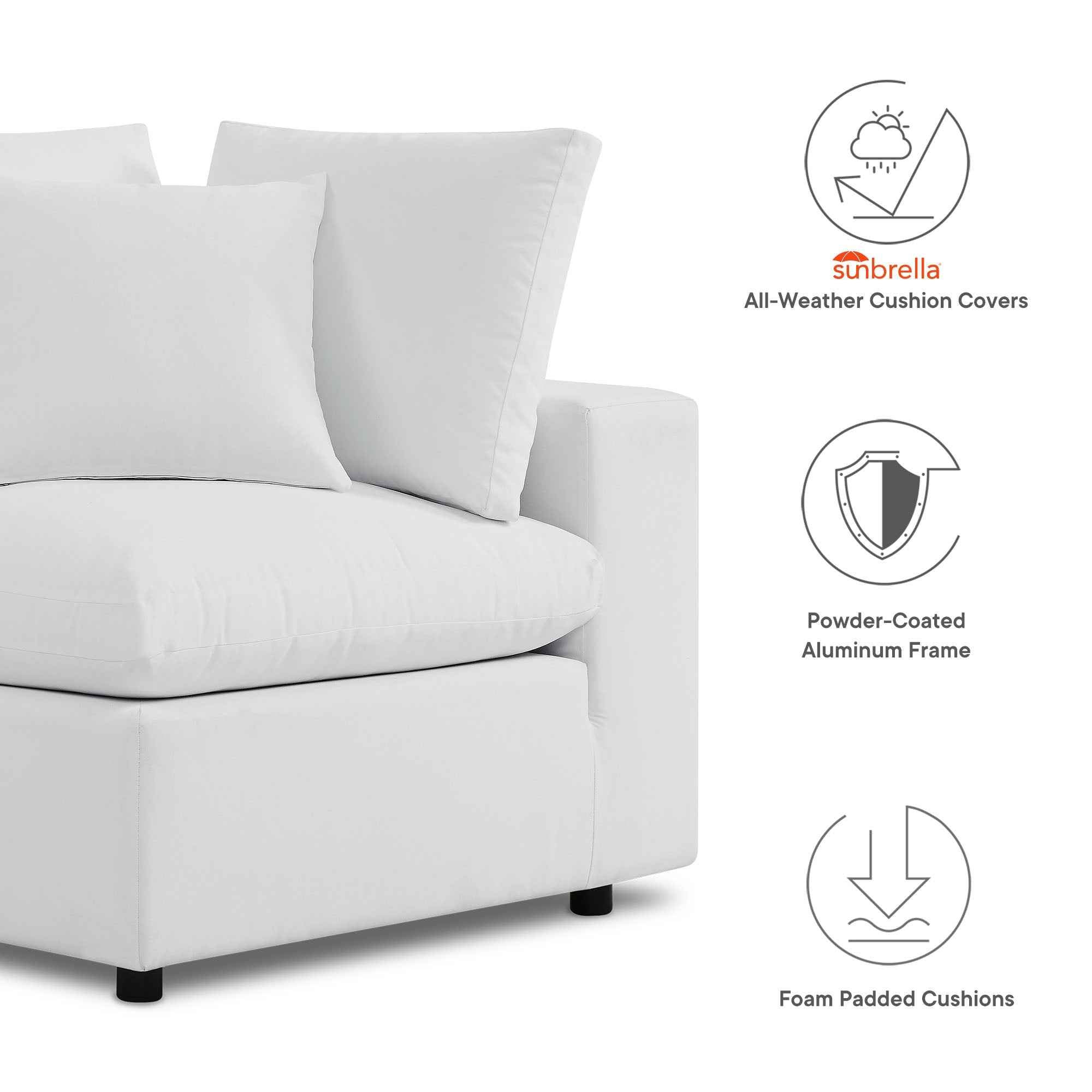 Commix Outdoor Patio Sectional Sofa – 5-Piece White Sunbrella® Edition by Patio Elegance