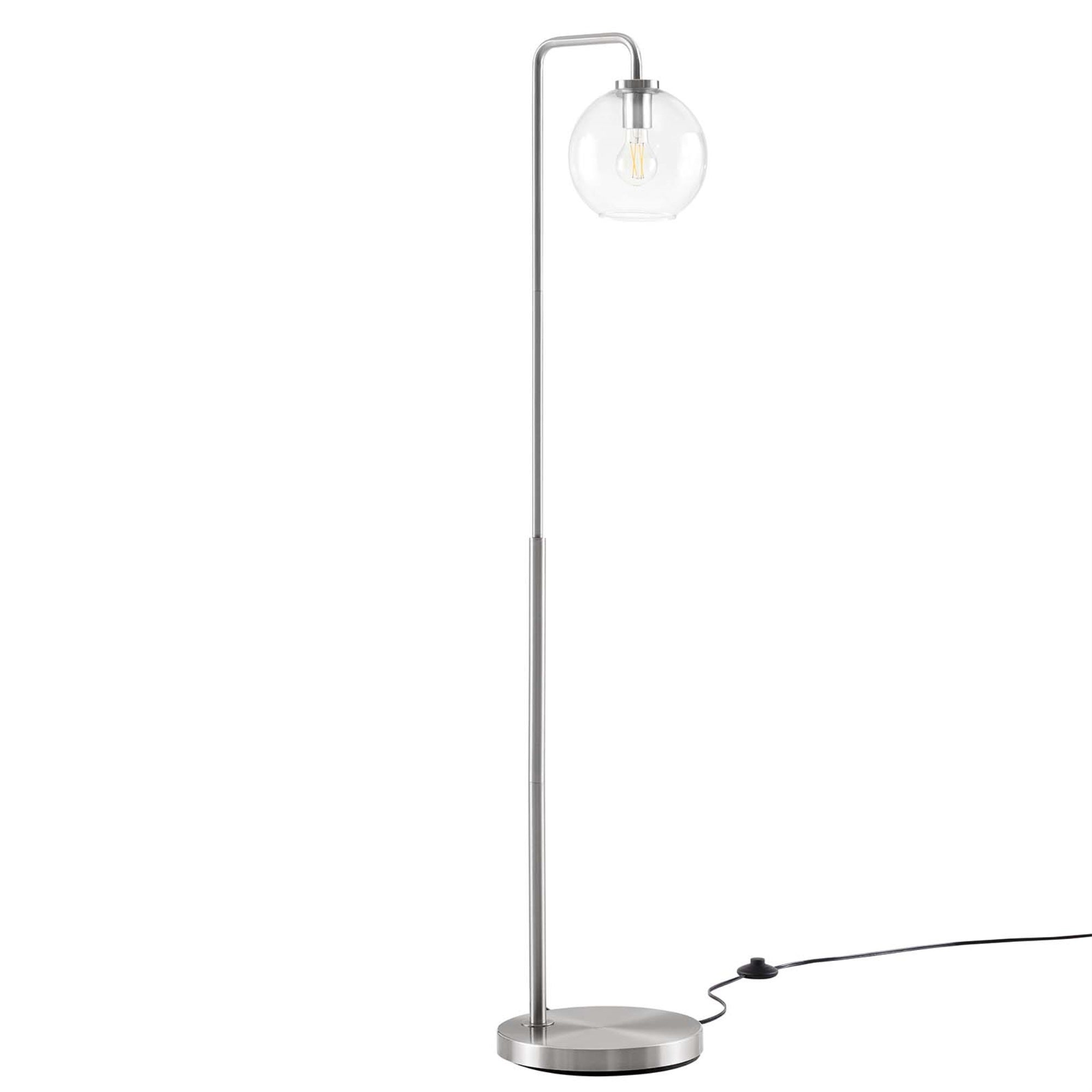 Modway Silo Floor Lamp 1-Light Modern Glass/Metal Satin Nickel EEI-5616-SNL