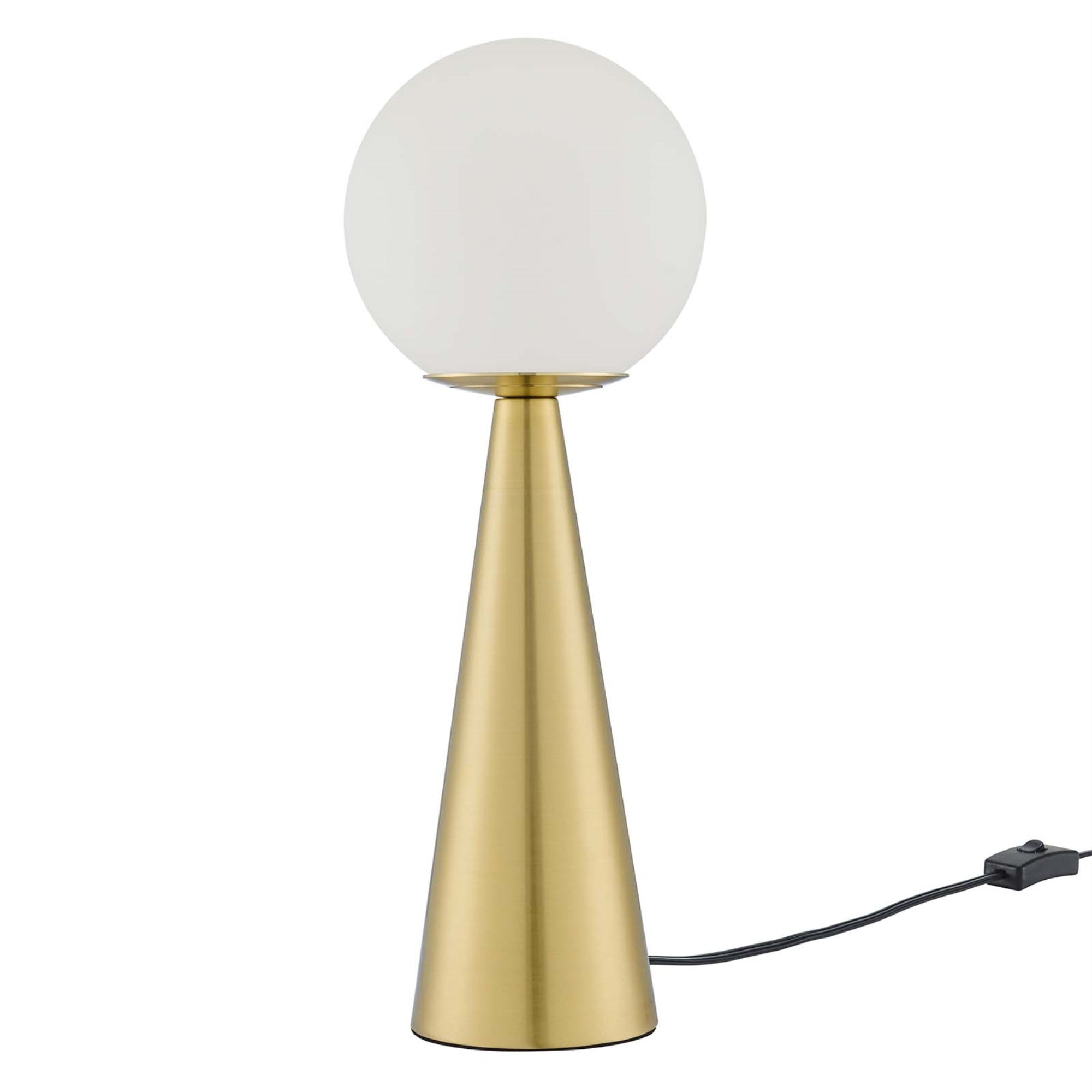 Ergode Globe Table Lamp - Elegant Design, Iron Cone Base, Opaque Glass Shade, Dimmer Switch Compatible, Easy to Clean, Assembly 