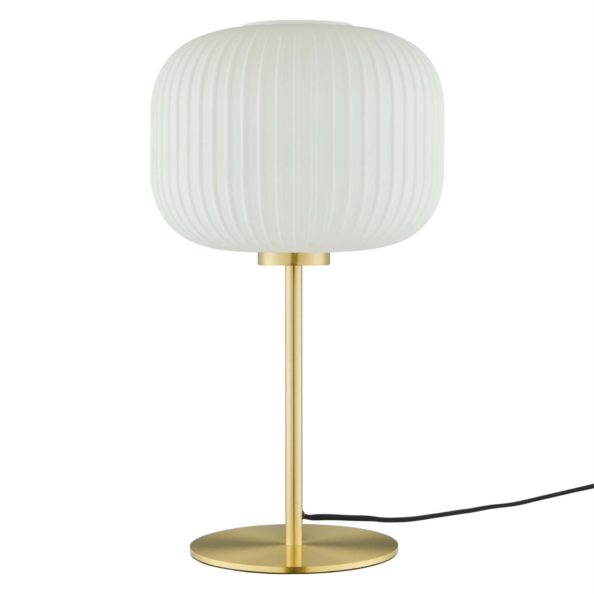 Modway 1-Light Modern Glass Table Lamp, 10x10x17.5 inches, White/Satin Brass