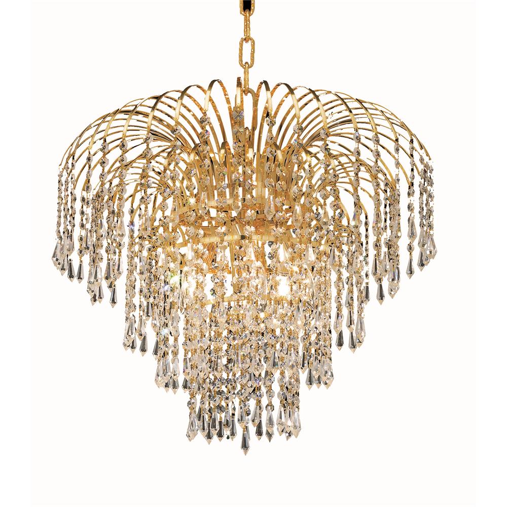 Elegant Lighting V6801D21g-Rc 18 x 21 in Falls 6 light gold chandelier - Royal cut crystals