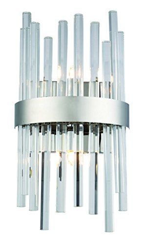 Elegant Lighting Wall Sconce, 2 Light, Chrome & Clear, Royal Cut Crystal, 7.8inL x 7.8inW x 14inH, Model 3000W8C