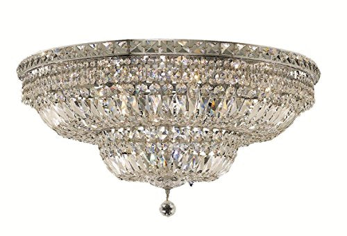 Elegant Lighting V2528F30c-Rc Tranquil 18 Light Flush Mount&#44 Royal cut crystals - chrome