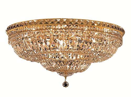 Elegant Lighting V2528F30g-Rc Tranquil 18 Light Flush Mount  Royal cut crystals - gold