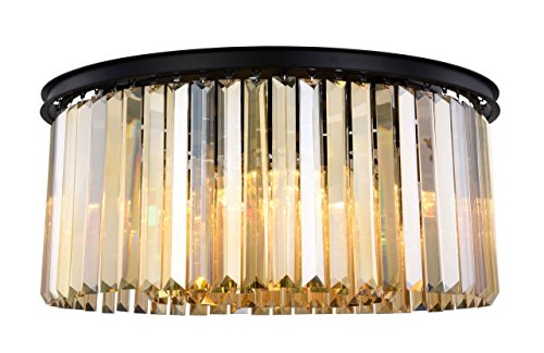 Elegant Lighting Sydney 8-Light Flush Mount, Matte Black, Steel, Model 1238F31MB-GT/RC