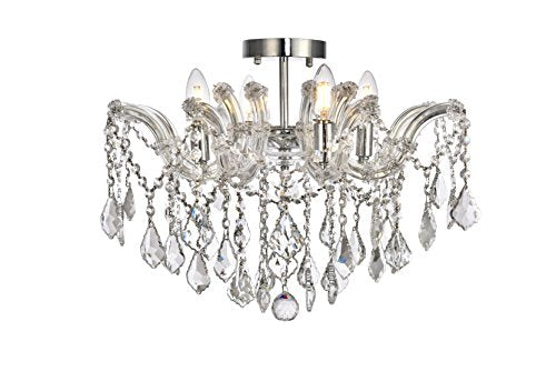 Elegant Lighting Modern Flush Mount Light Fixture, 4 Lights, Chrome Finish, Clear Crystal, 15inx18inx18in, Model 2800F18C/RC, Silver